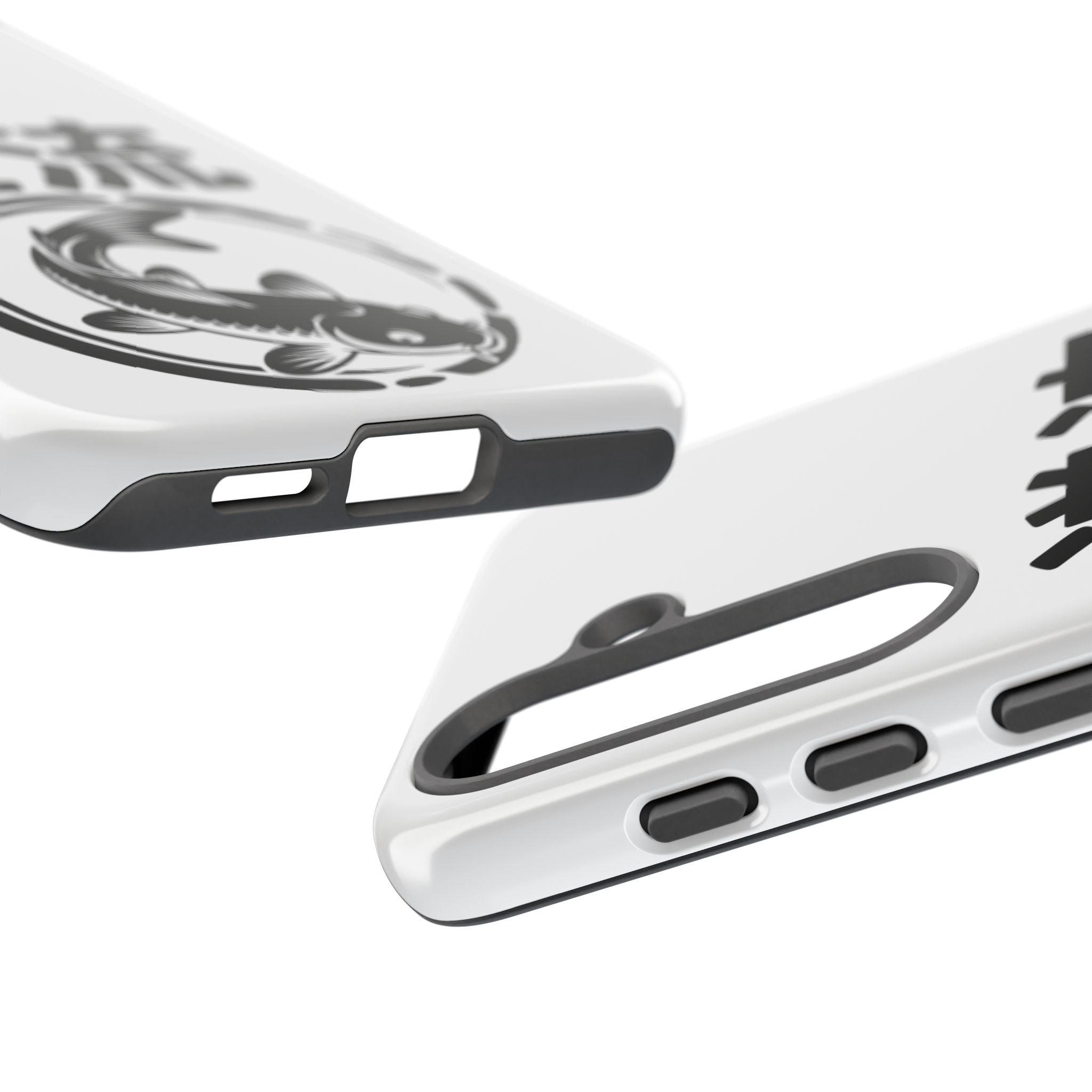 Phone Case — Koi Fish Yin Yang with Japanese Kanji (逆流) — Tough Protective Cover 80s Design