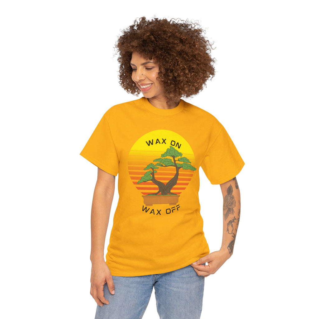 Wax On Wax Off Bonsai Tee — Retro Sunset Martial Arts T‑Shirt K-Kid Retro 80's