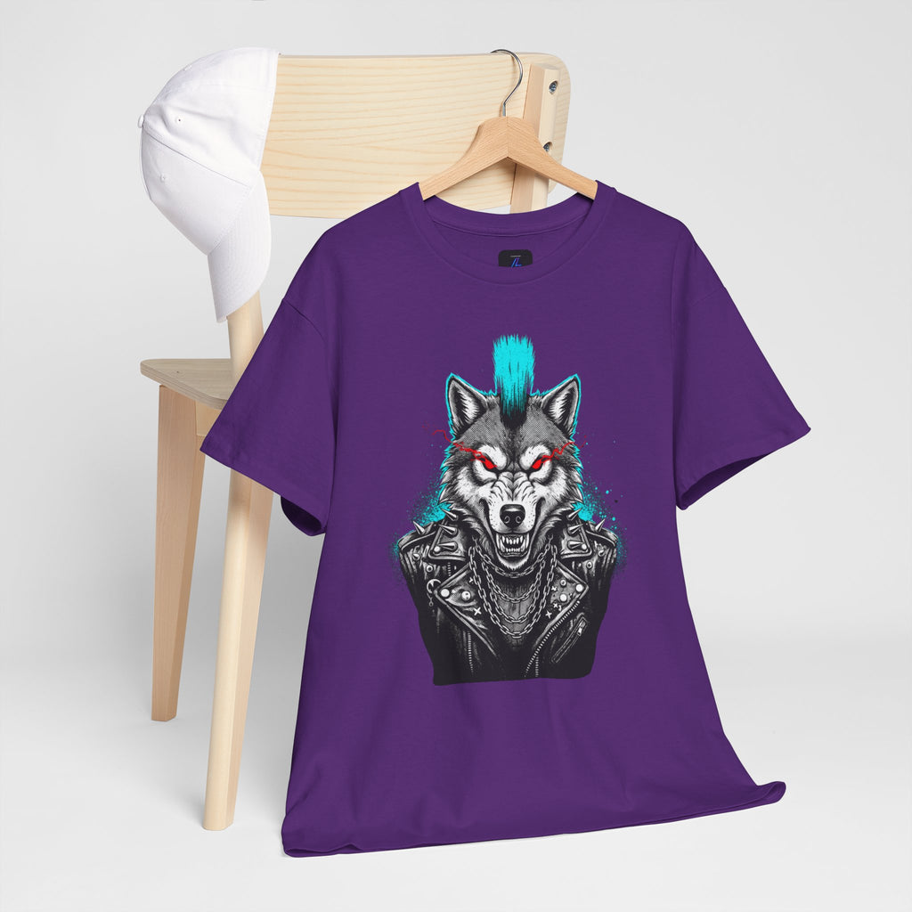 Wolf Punk Graphic Tee — Fierce Tribal Wolf Illustration T-Shirt 80's Rebel Fashion