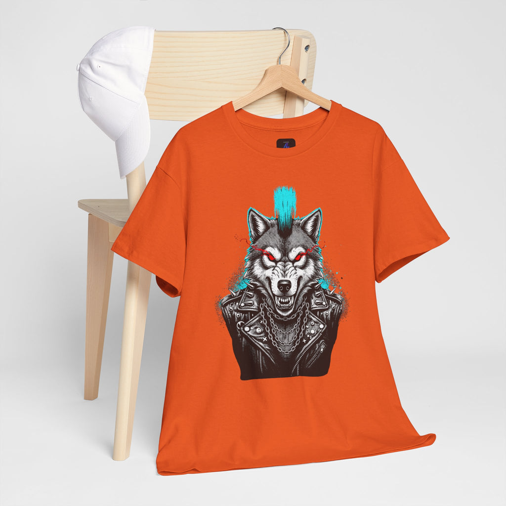 Wolf Punk Graphic Tee — Fierce Tribal Wolf Illustration T-Shirt 80's Rebel Fashion