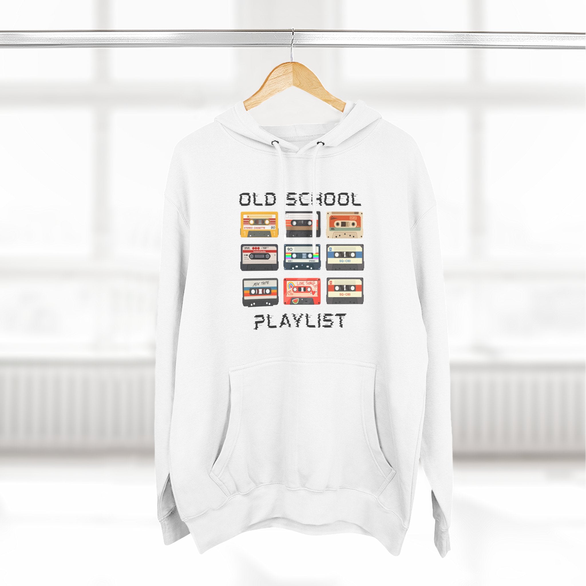 Old School Playlist Hoodie — Retro 80s Cassette Tape Graphic Pullover