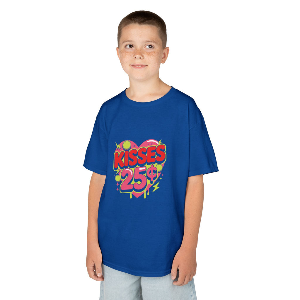 Kids T-Shirt — "Kisses 25" Retro Valentine Heart Tee 80s Retro