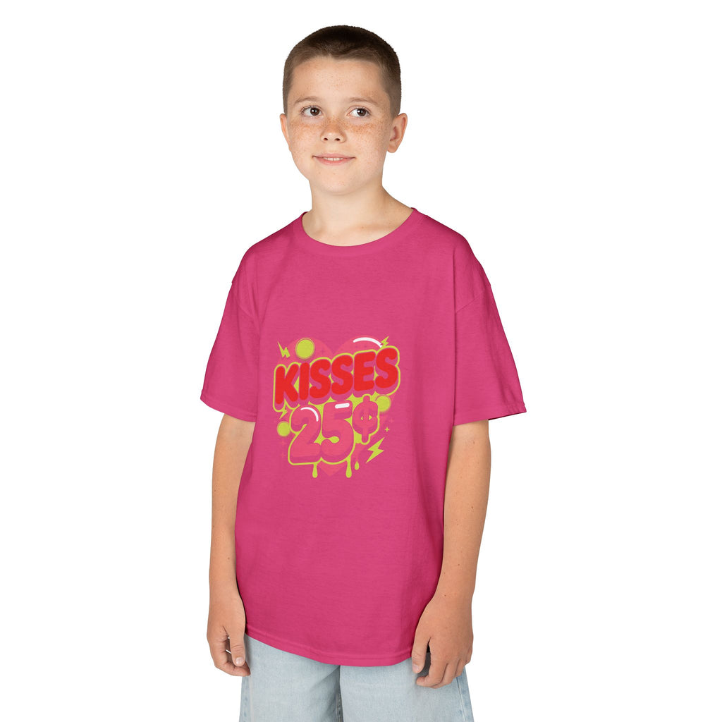 Kids T-Shirt — "Kisses 25" Retro Valentine Heart Tee 80s Retro