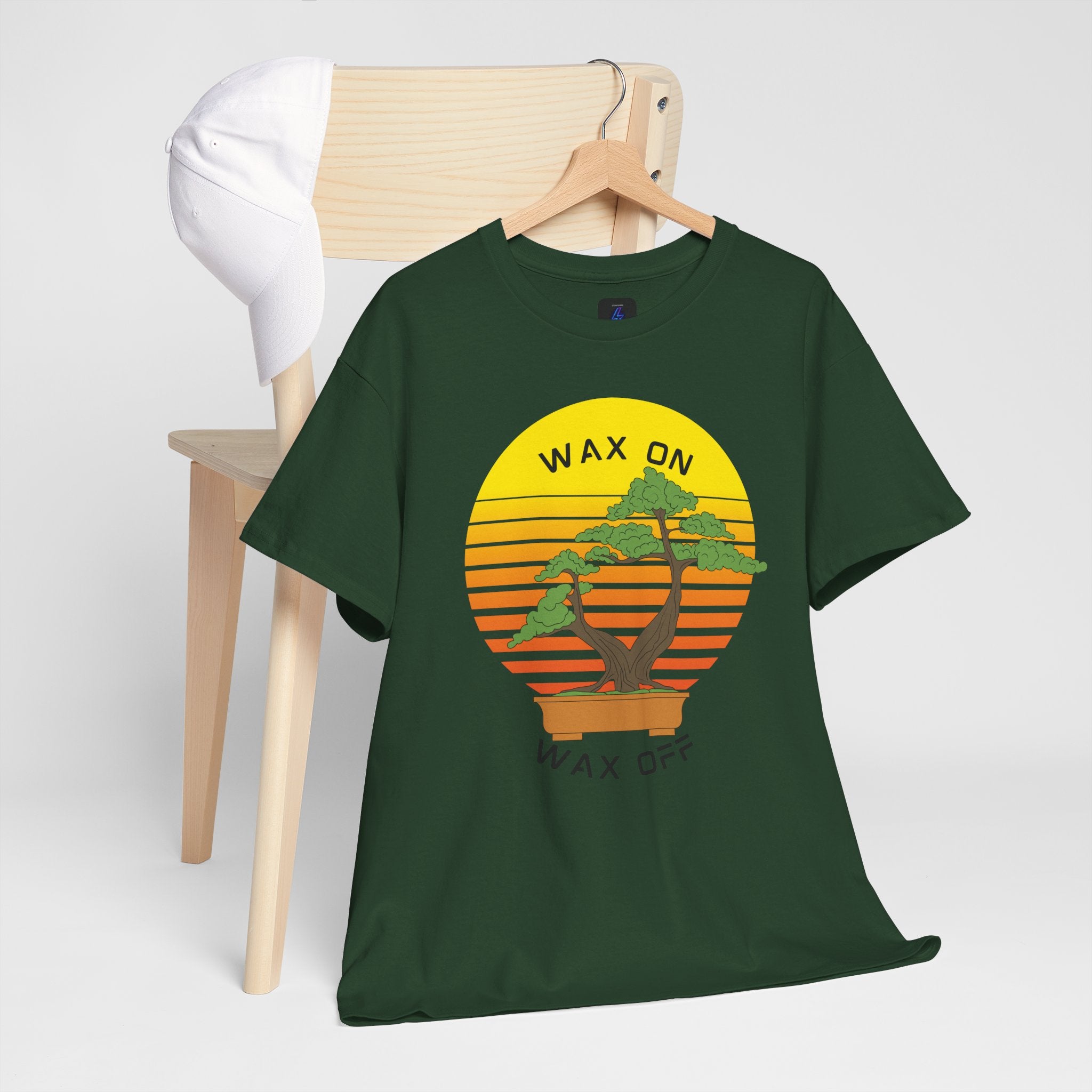 Wax On Wax Off Bonsai Tee — Retro Sunset Martial Arts T‑Shirt K-Kid Retro 80's