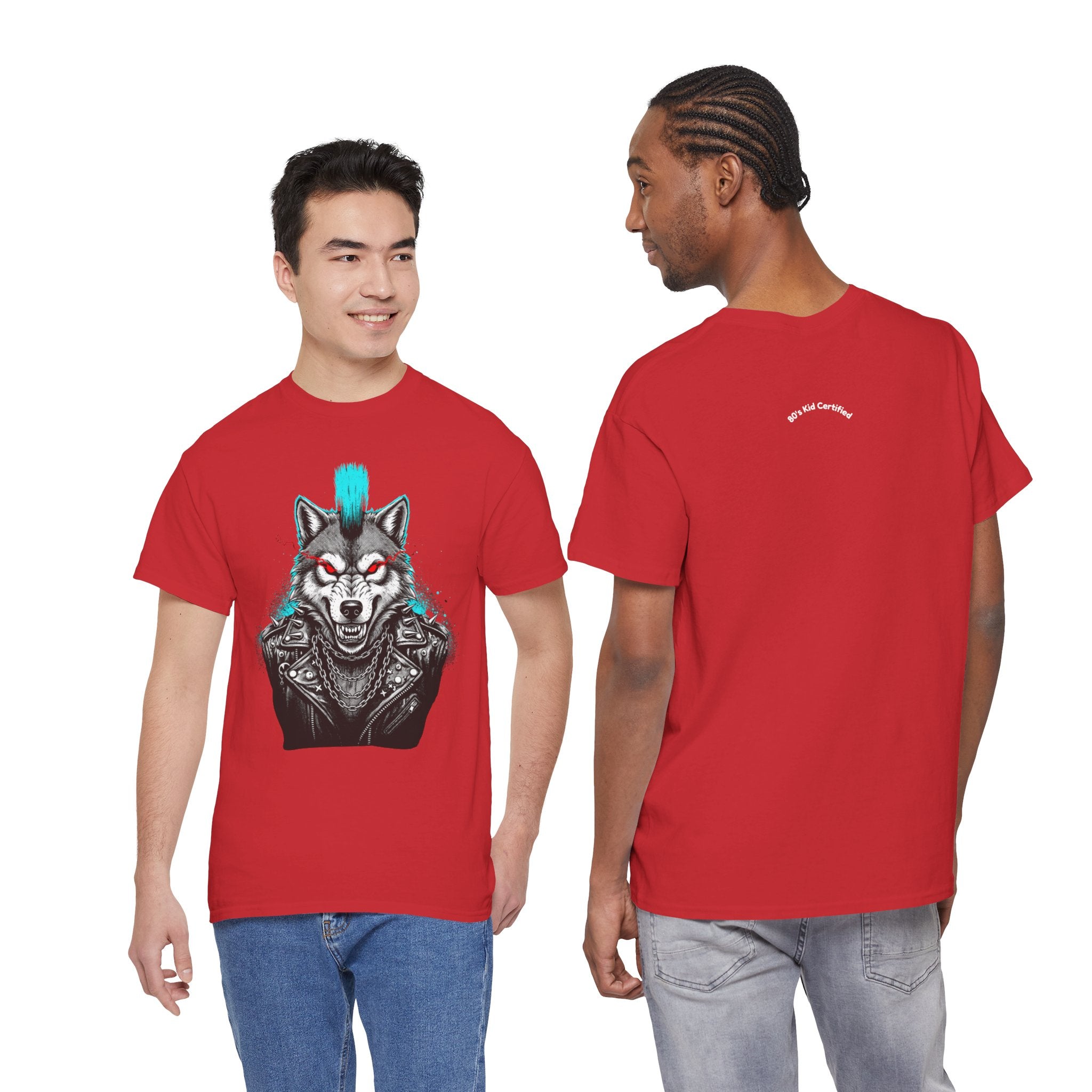 Wolf Punk Graphic Tee — Fierce Tribal Wolf Illustration T-Shirt 80's Rebel Fashion