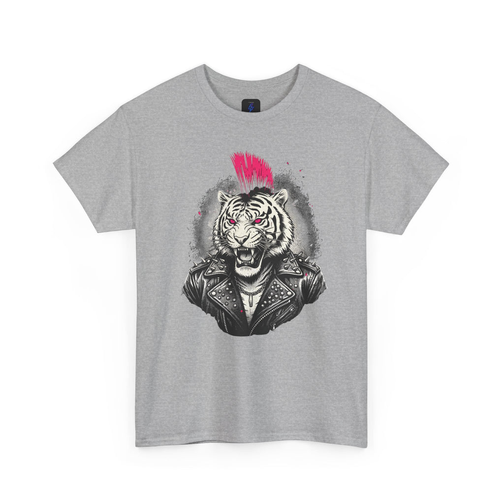 Punk Rock Tiger T-Shirt — Mohawk Tiger Graphic Tee 80's Fashion Rebel