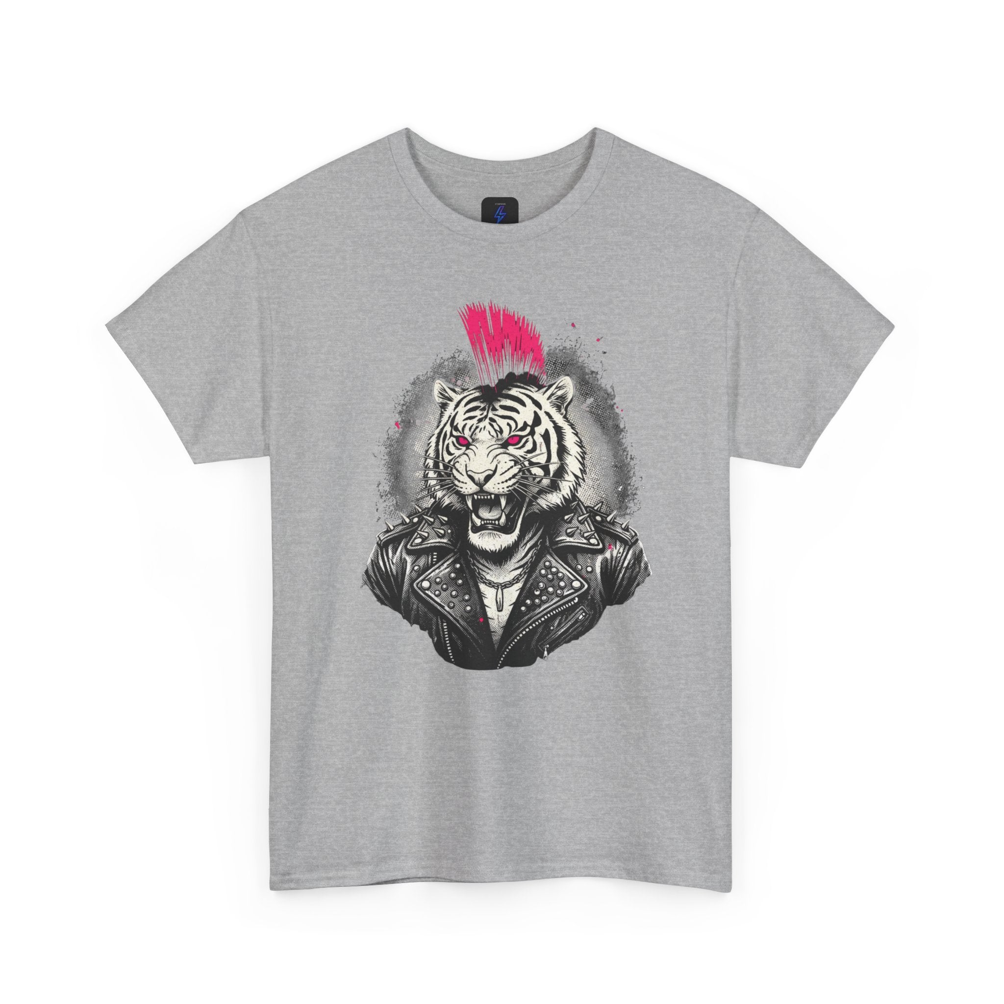 Punk Rock Tiger T-Shirt — Mohawk Tiger Graphic Tee 80's Fashion Rebel