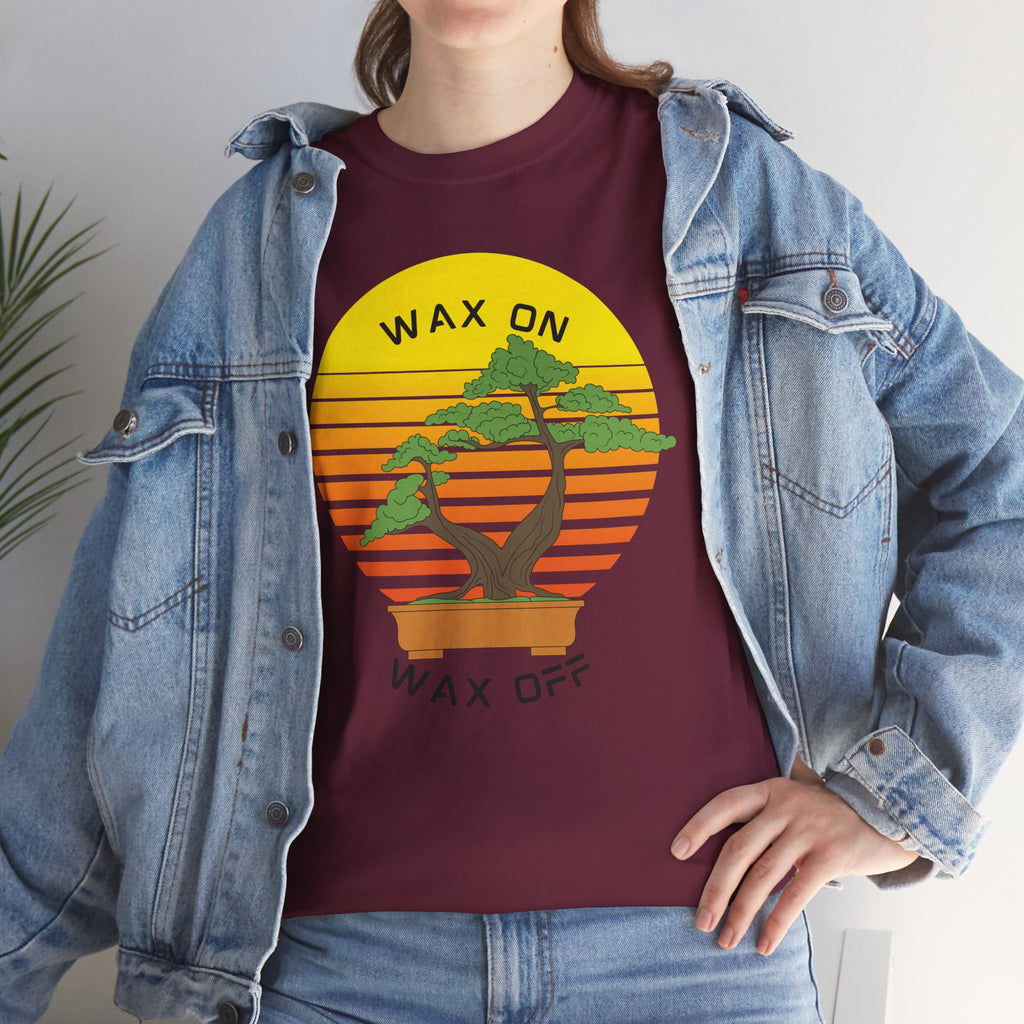 Wax On Wax Off Bonsai Tee — Retro Sunset Martial Arts T‑Shirt K-Kid Retro 80's
