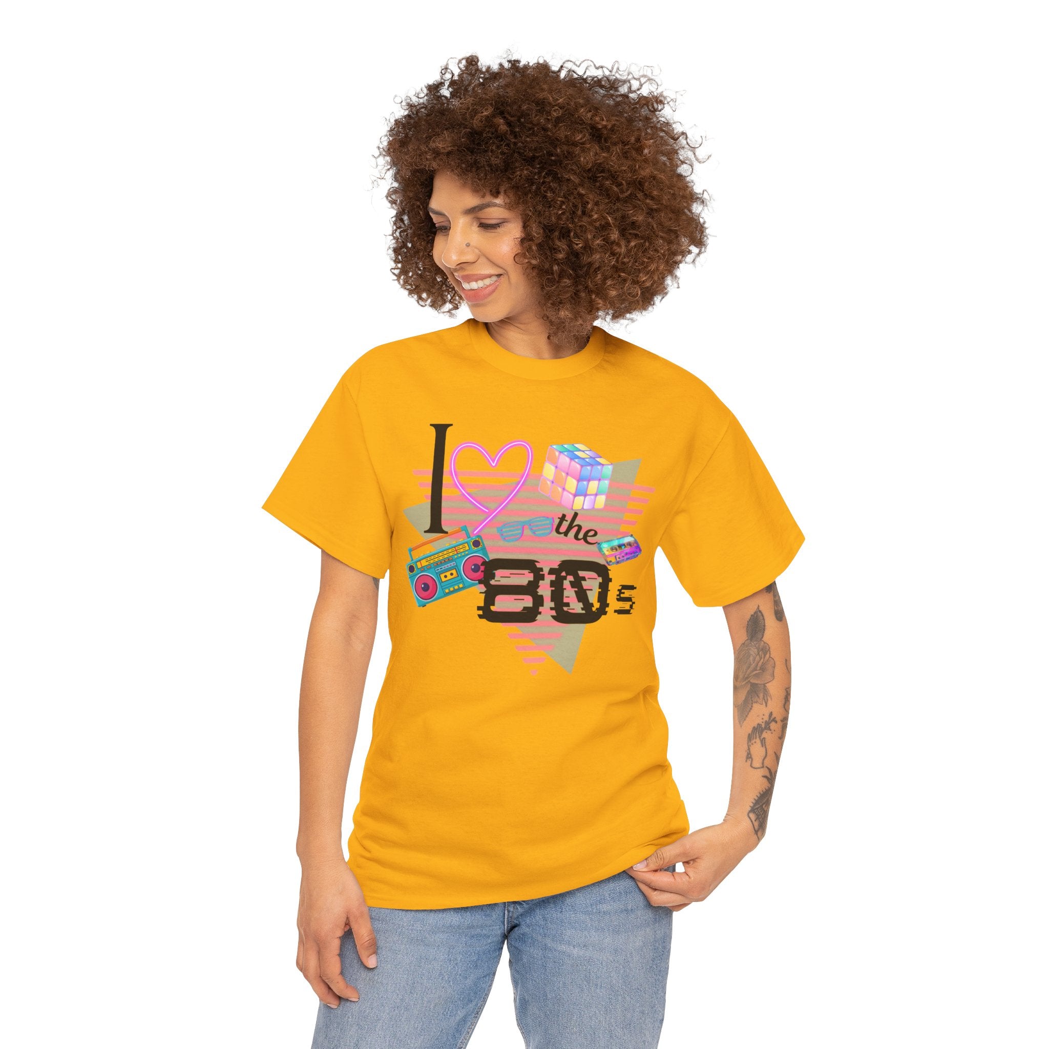 I Love the 80s T-Shirt — Retro Cassette, Rubik’s Cube & Neon Vintage Tee