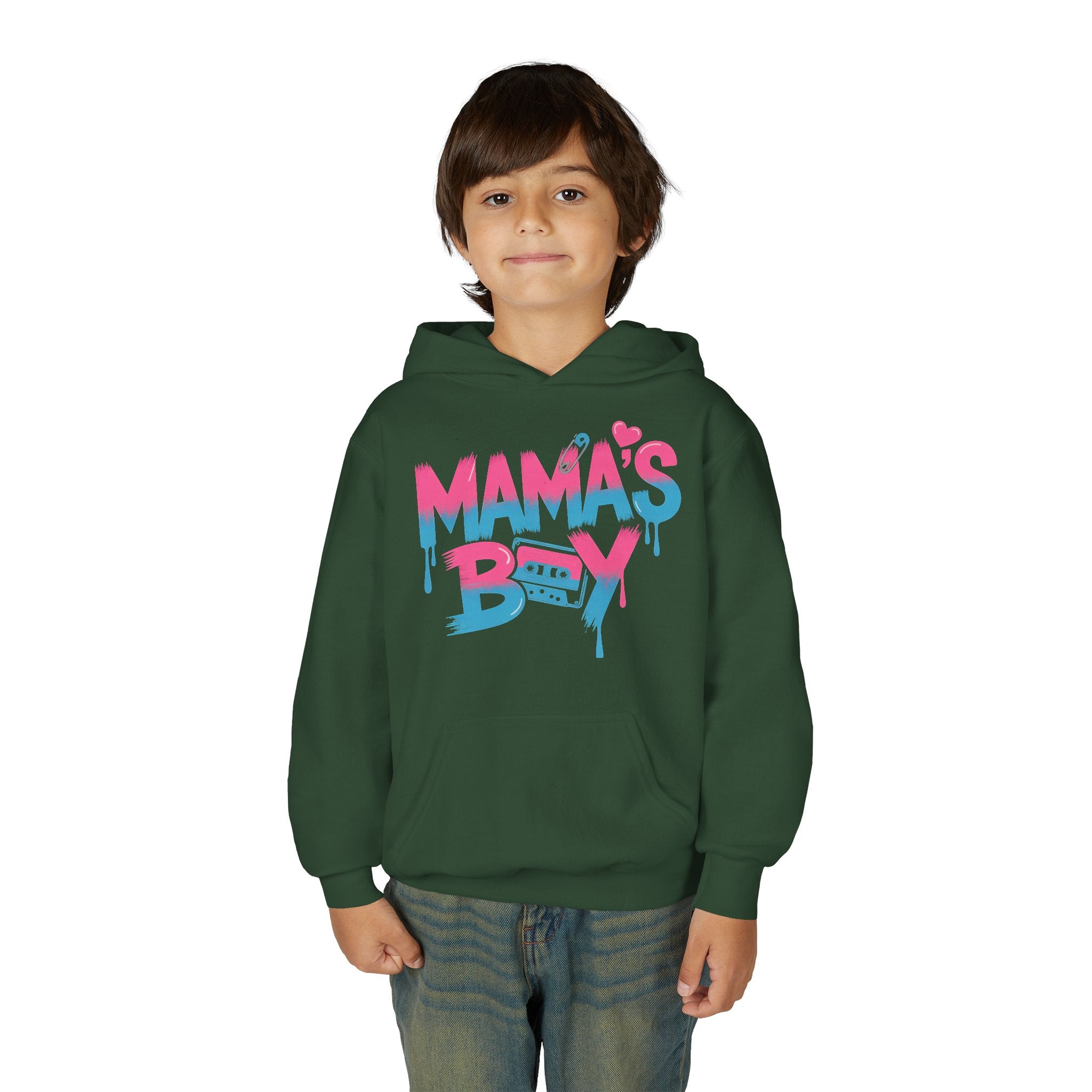 Youth Hoodie — "Mama's Boy" Colorful Drip Graphic Sweatshirt 80s Retro Style