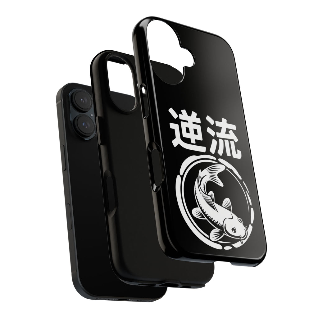 Koi '逆流' Tough Phone Case — Black Protective iPhone Cover - 80s Design