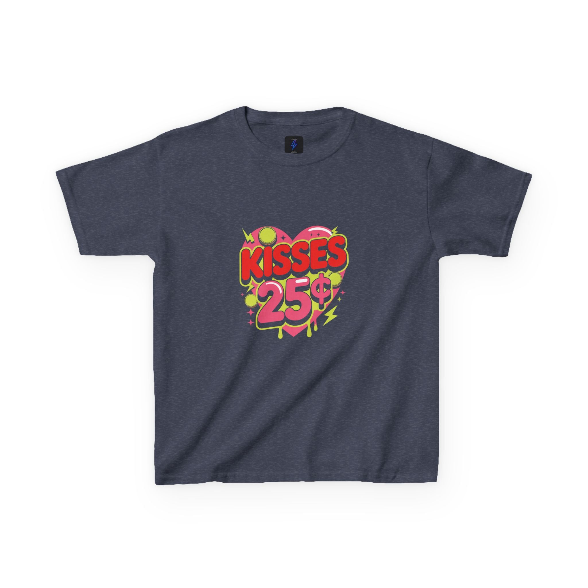 Kids T-Shirt — "Kisses 25" Retro Valentine Heart Tee 80s Retro
