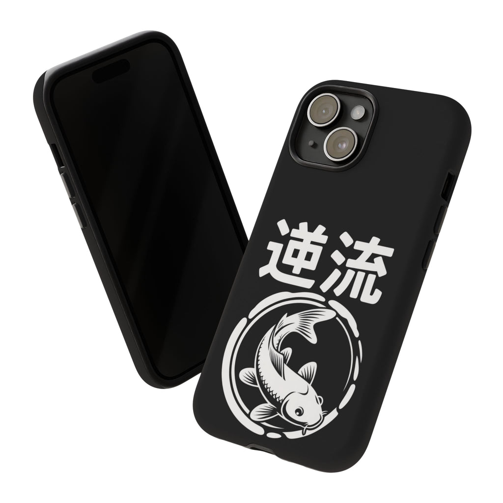 Koi '逆流' Tough Phone Case — Black Protective iPhone Cover - 80s Design