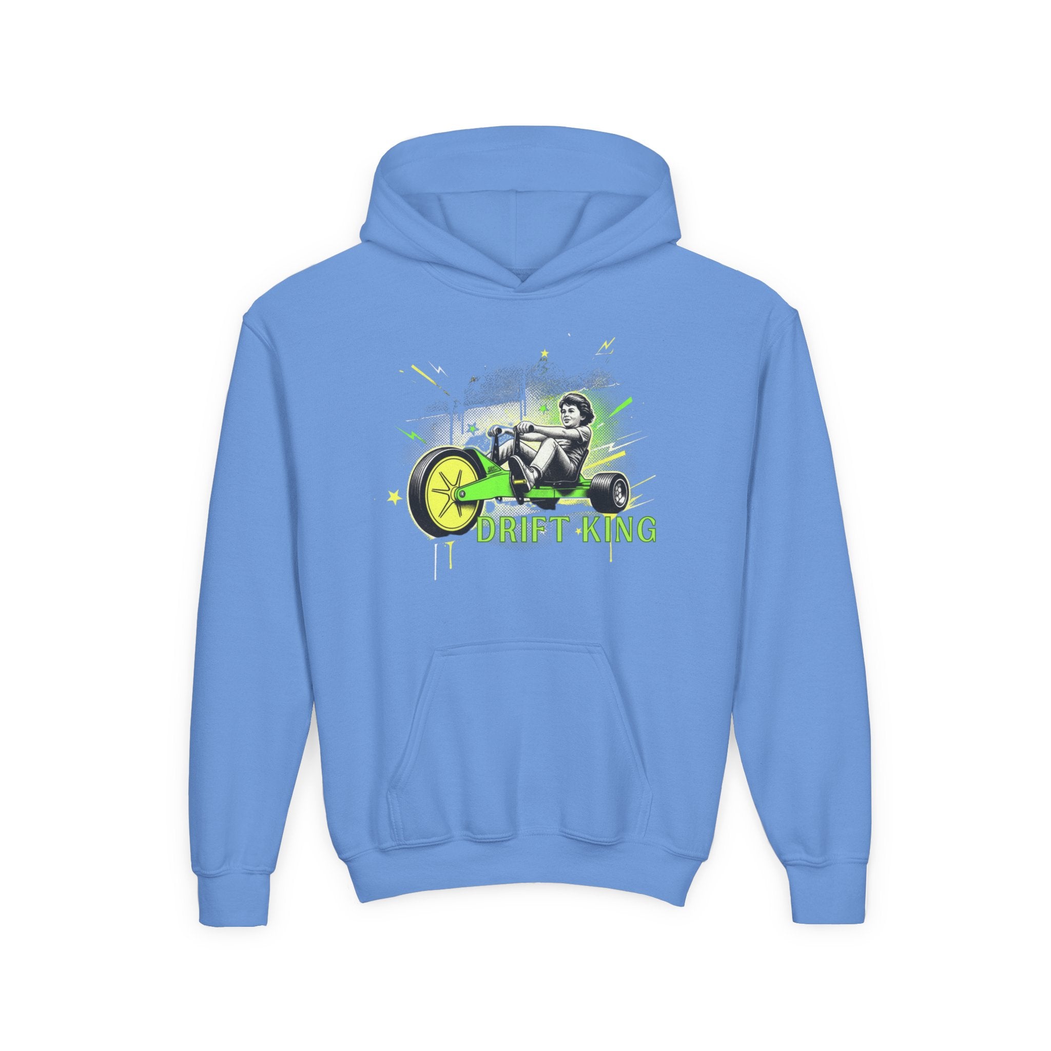 Drift King Youth Hoodie - Go-Kart Racing Graphic Sweatshirt 80s Fashion Design