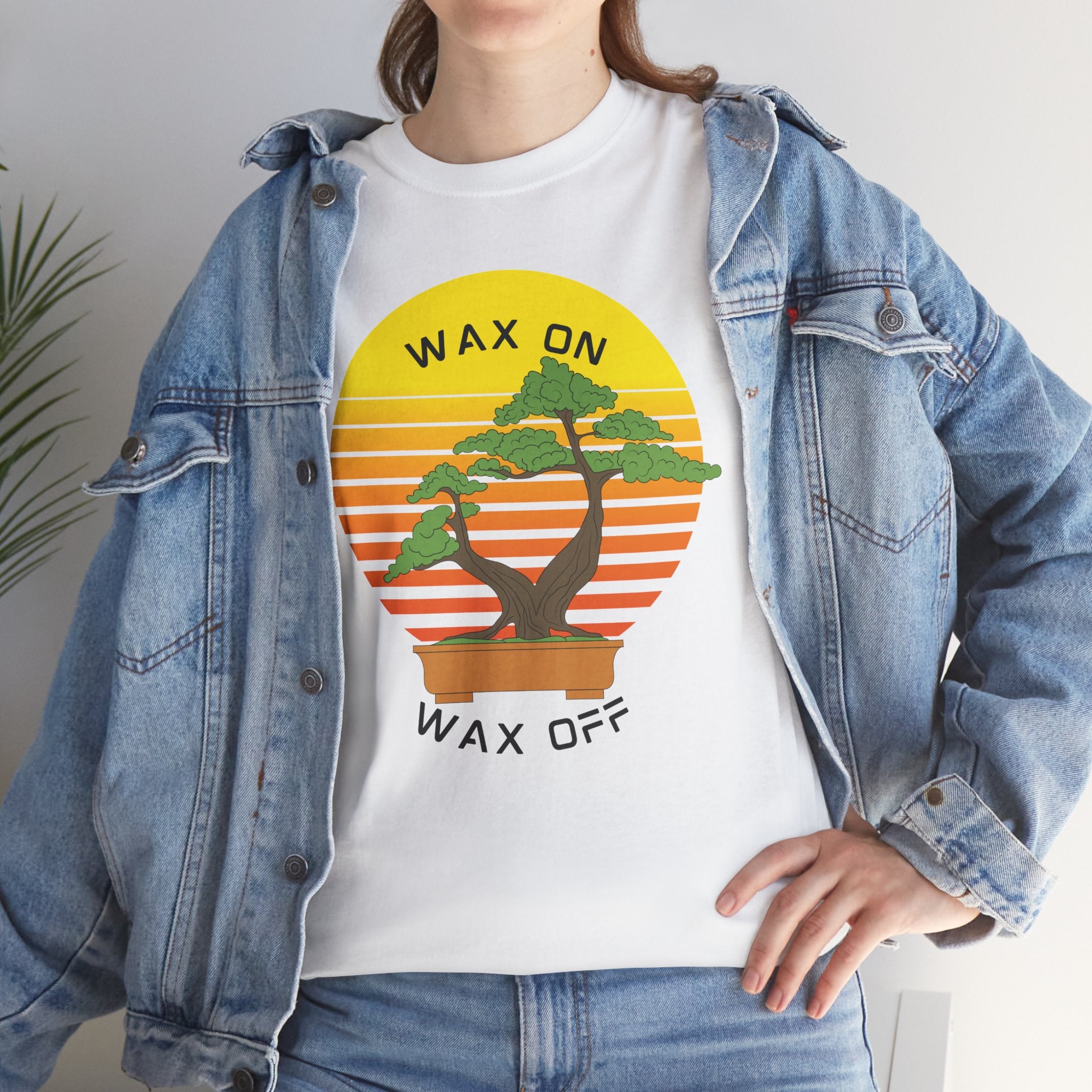 Wax On Wax Off Bonsai Tee — Retro Sunset Martial Arts T‑Shirt K-Kid Retro 80's