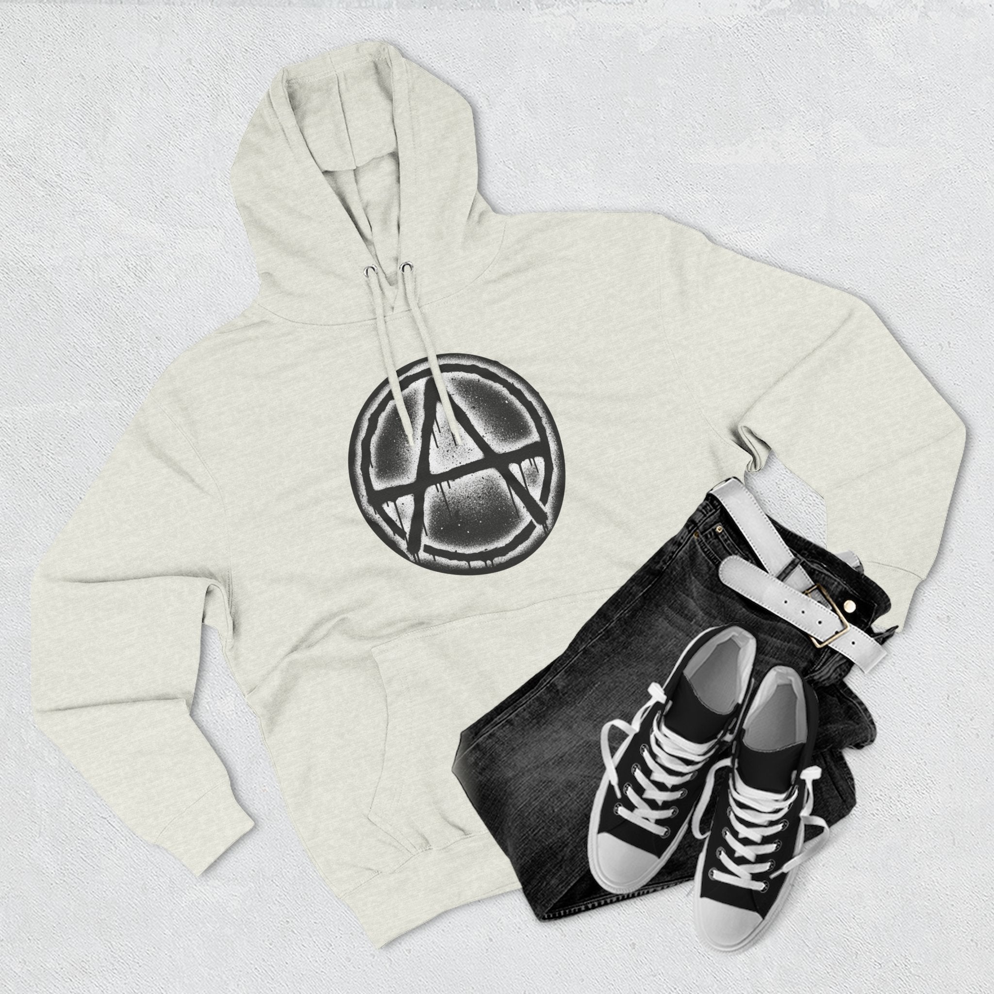 Anarchy Symbol Hoodie — Grunge Circle Anarchy Graphic Pullover 80's Fashion