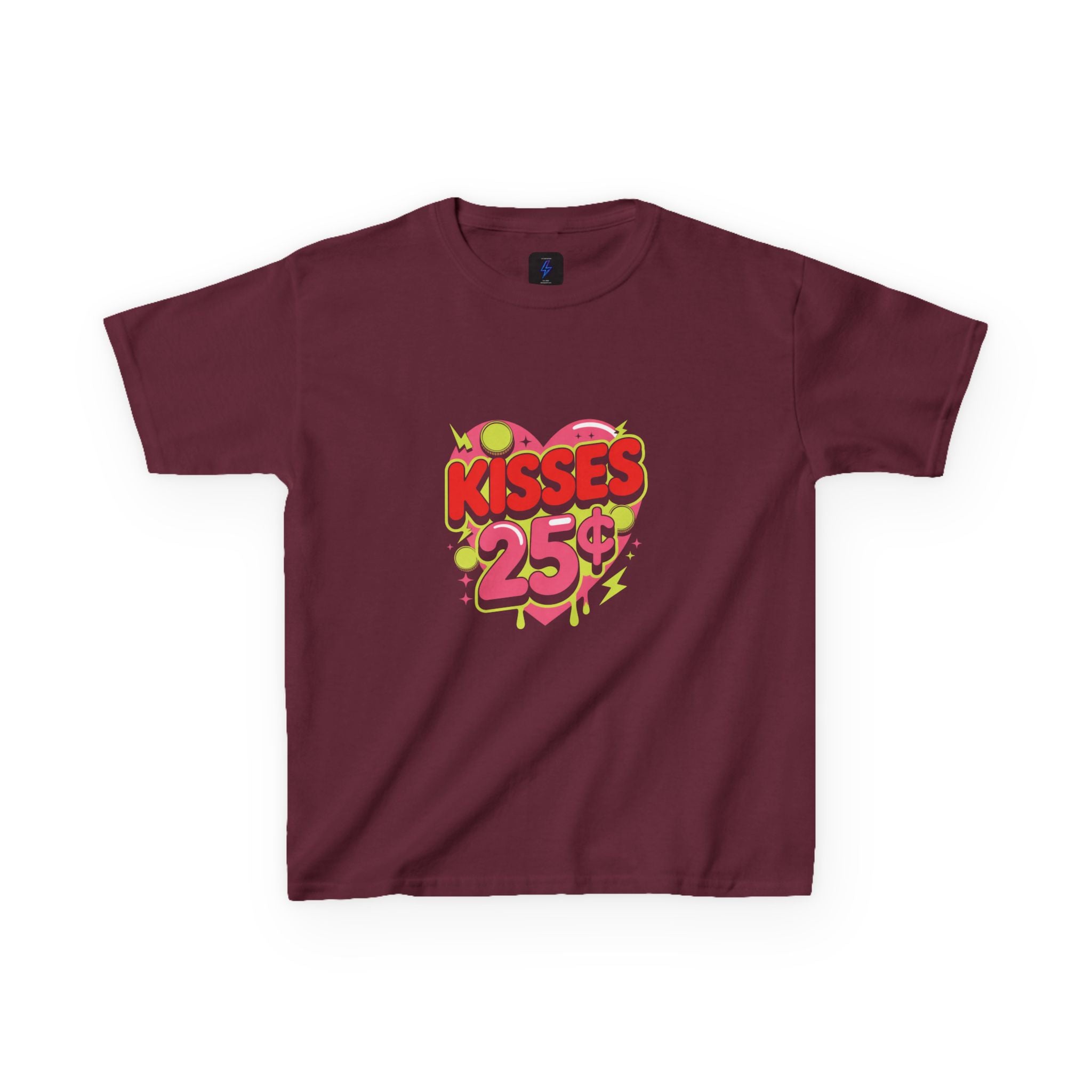 Kids T-Shirt — "Kisses 25" Retro Valentine Heart Tee 80s Retro