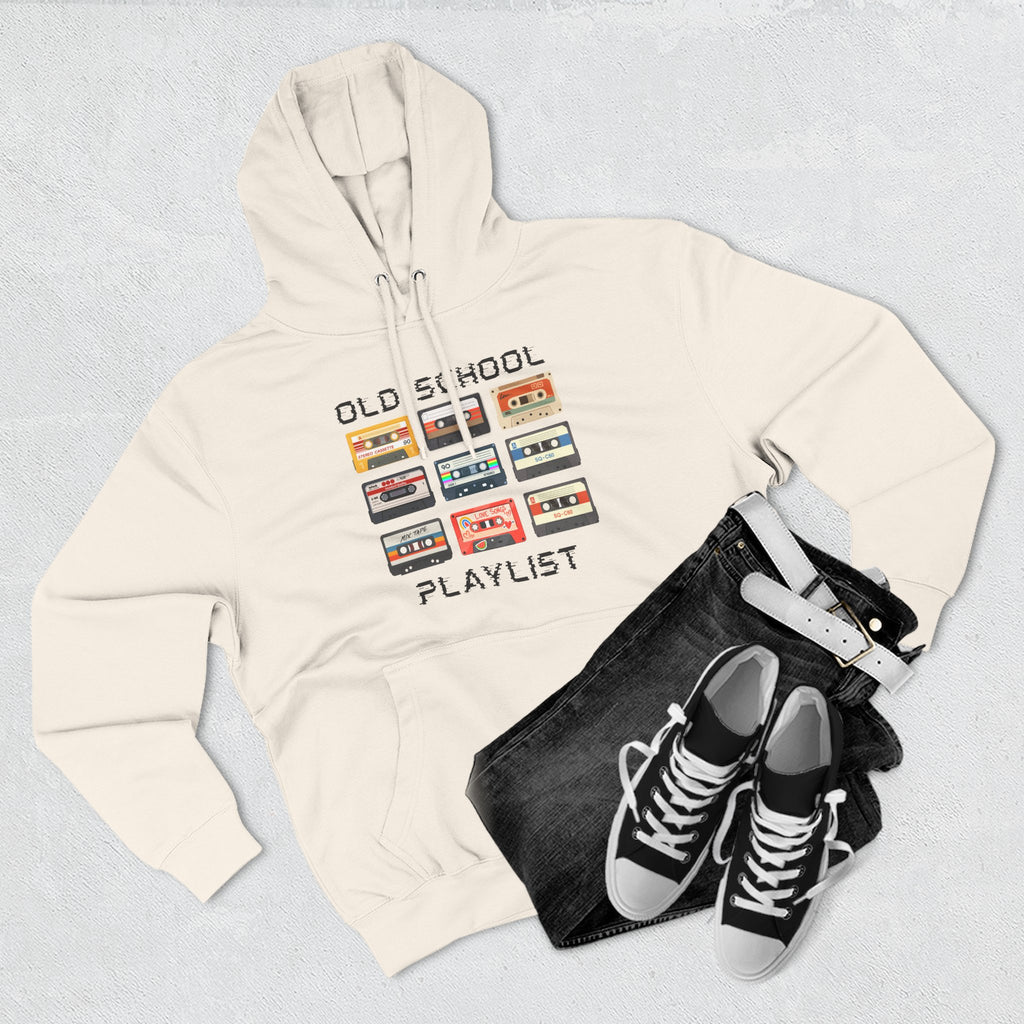 Old School Playlist Hoodie — Retro 80s Cassette Tape Graphic Pullover