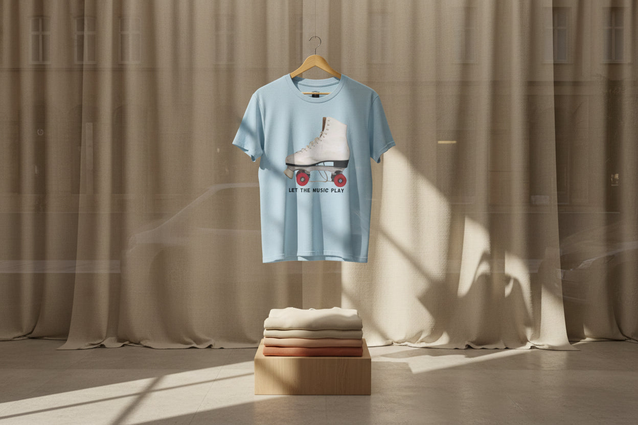 Roller Skate Tee — "Let the Music Play" Graphic T-Shirt