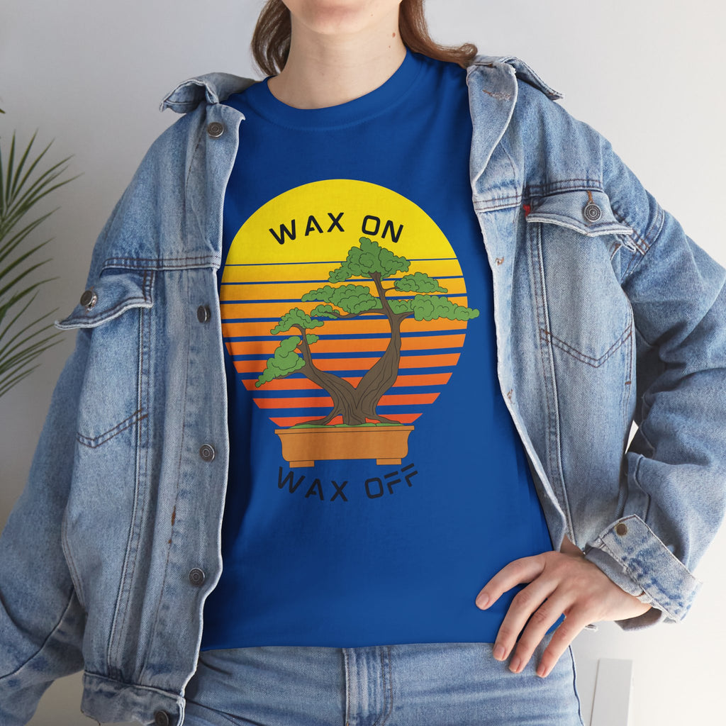 Wax On Wax Off Bonsai Tee — Retro Sunset Martial Arts T‑Shirt K-Kid Retro 80's