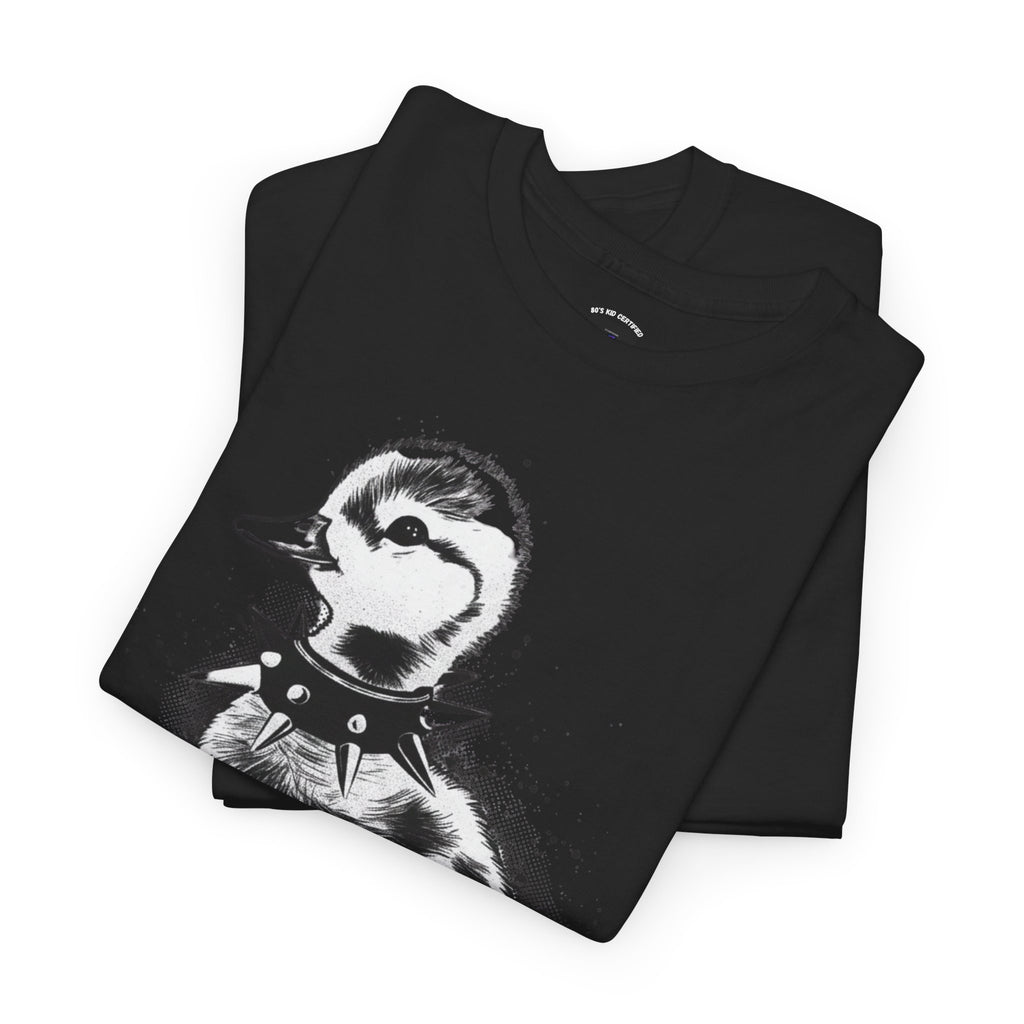 Punk Duckling Sketch T-Shirt — Black & White Watercolor 80s Punk Rock Duck Tee