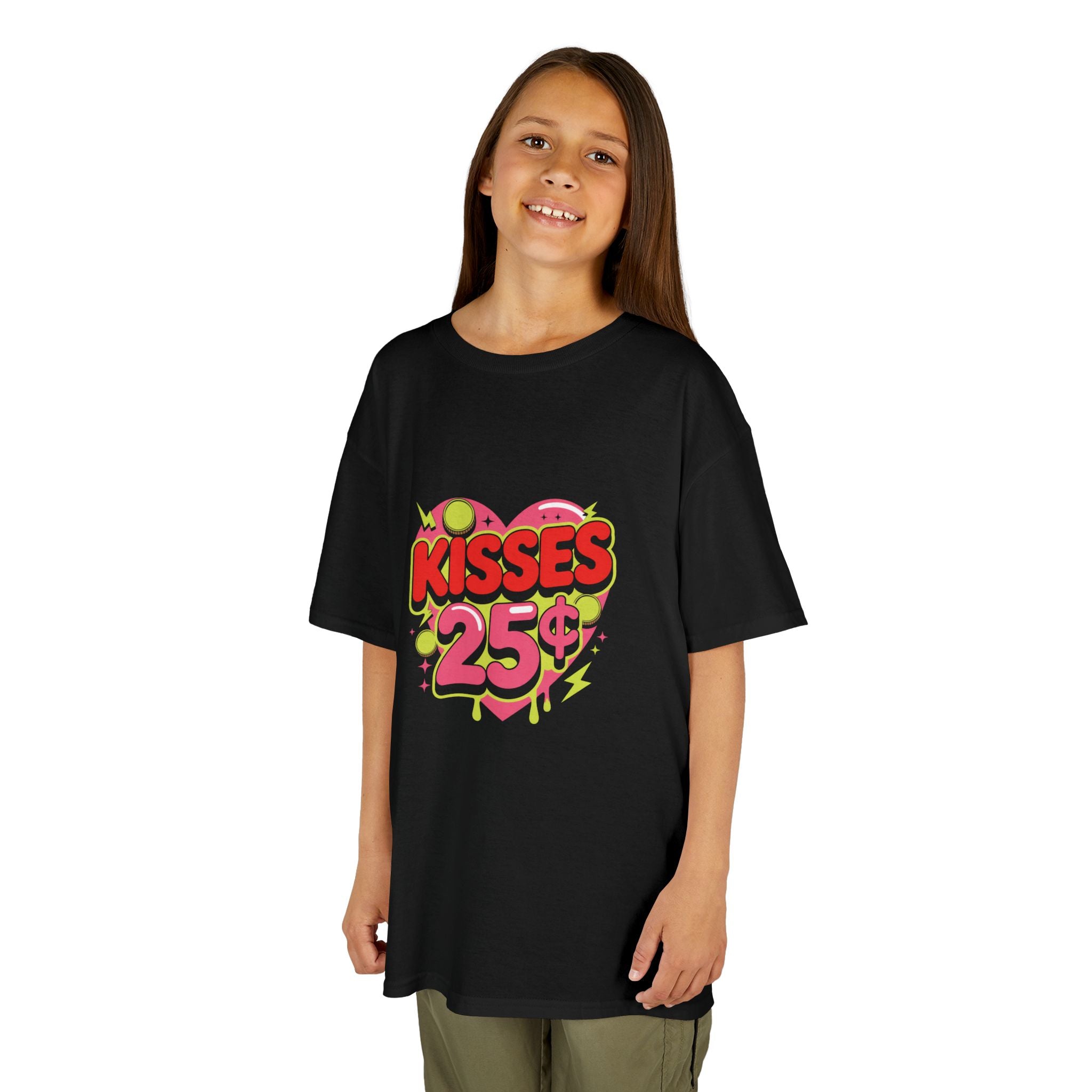 Kids T-Shirt — "Kisses 25" Retro Valentine Heart Tee 80s Retro