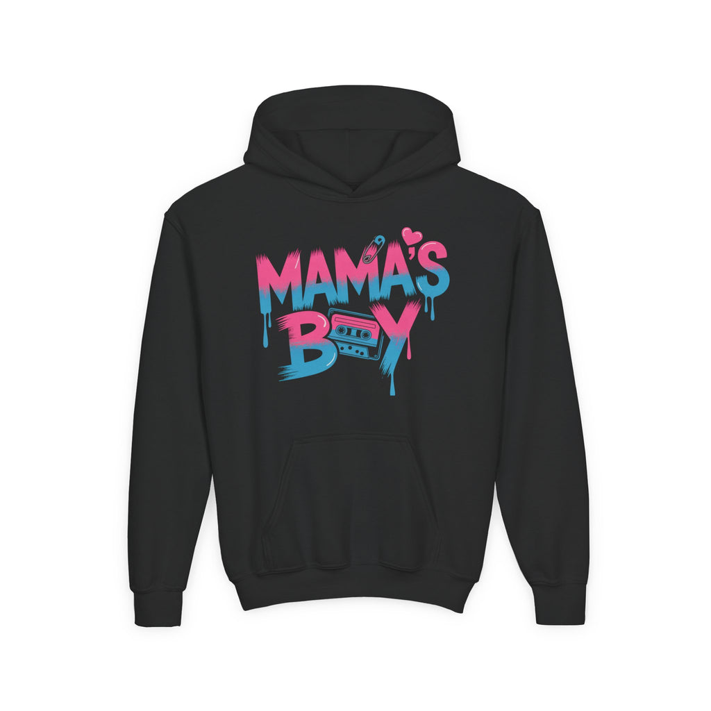 Youth Hoodie — "Mama's Boy" Colorful Drip Graphic Sweatshirt 80s Retro Style