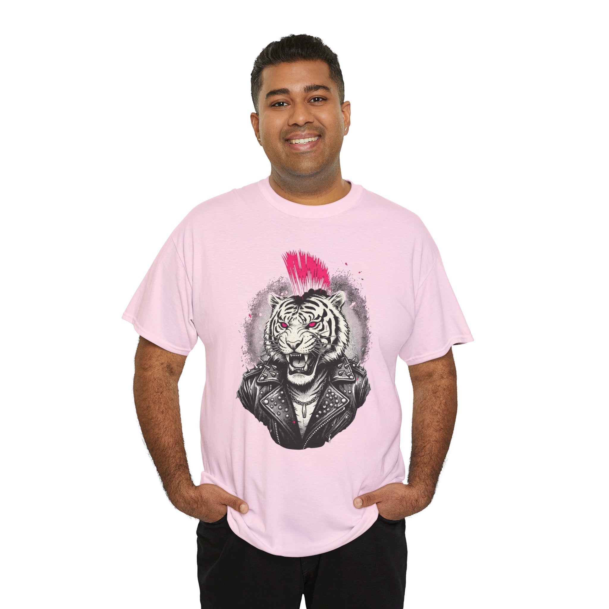 Punk Rock Tiger T-Shirt — Mohawk Tiger Graphic Tee 80's Fashion Rebel