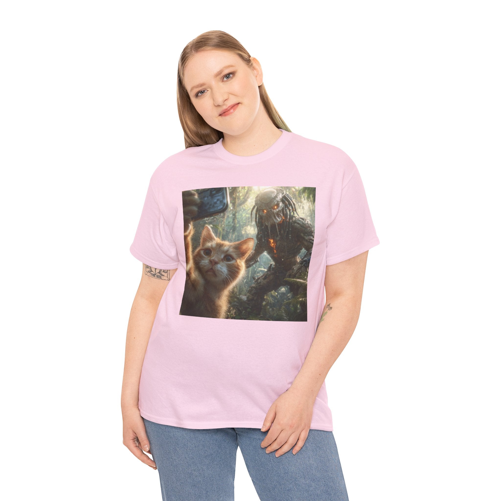 Cat Selfie with Monster Tee | Fantasy Creature Forest Shirt
