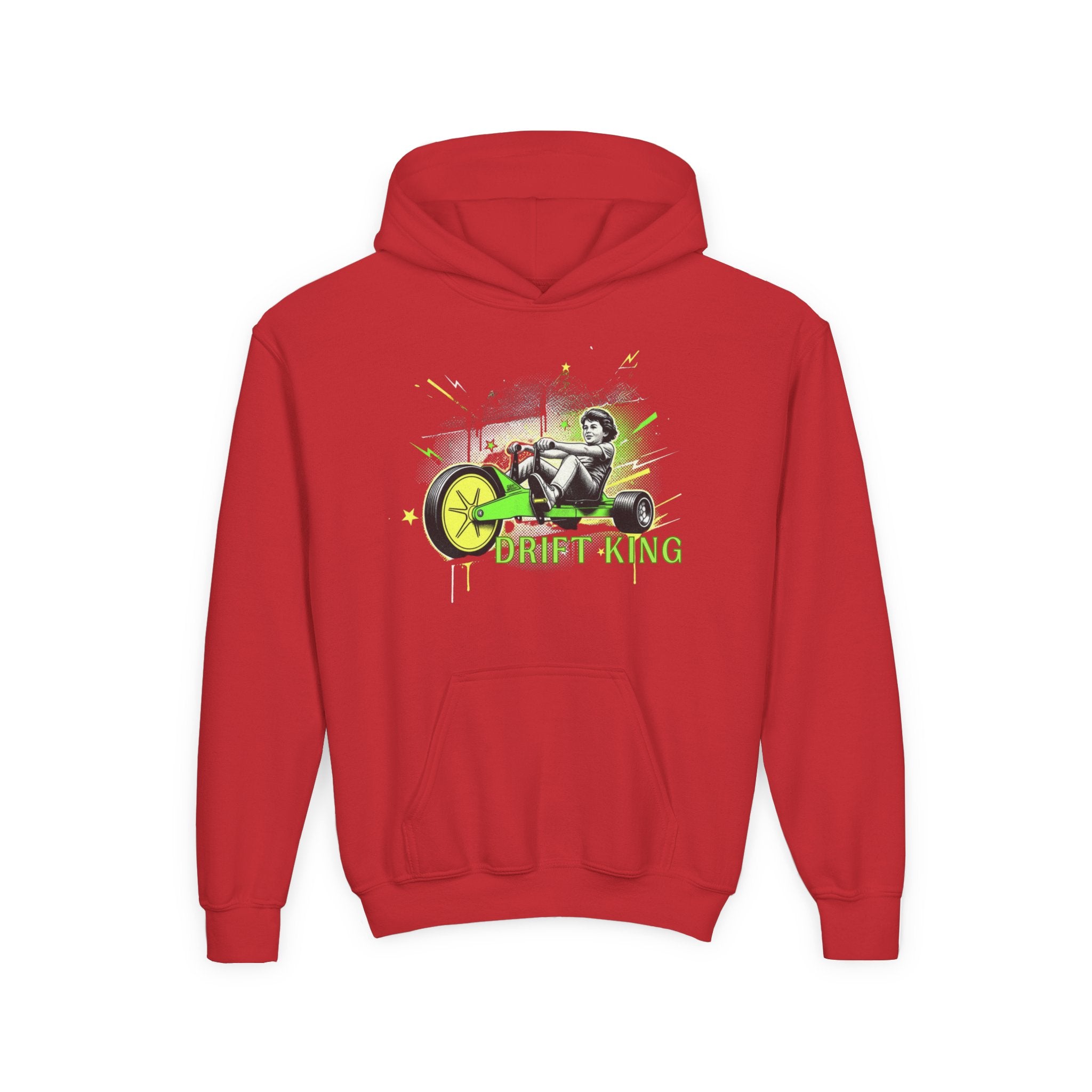 Drift King Youth Hoodie - Go-Kart Racing Graphic Sweatshirt 80s Fashion Design
