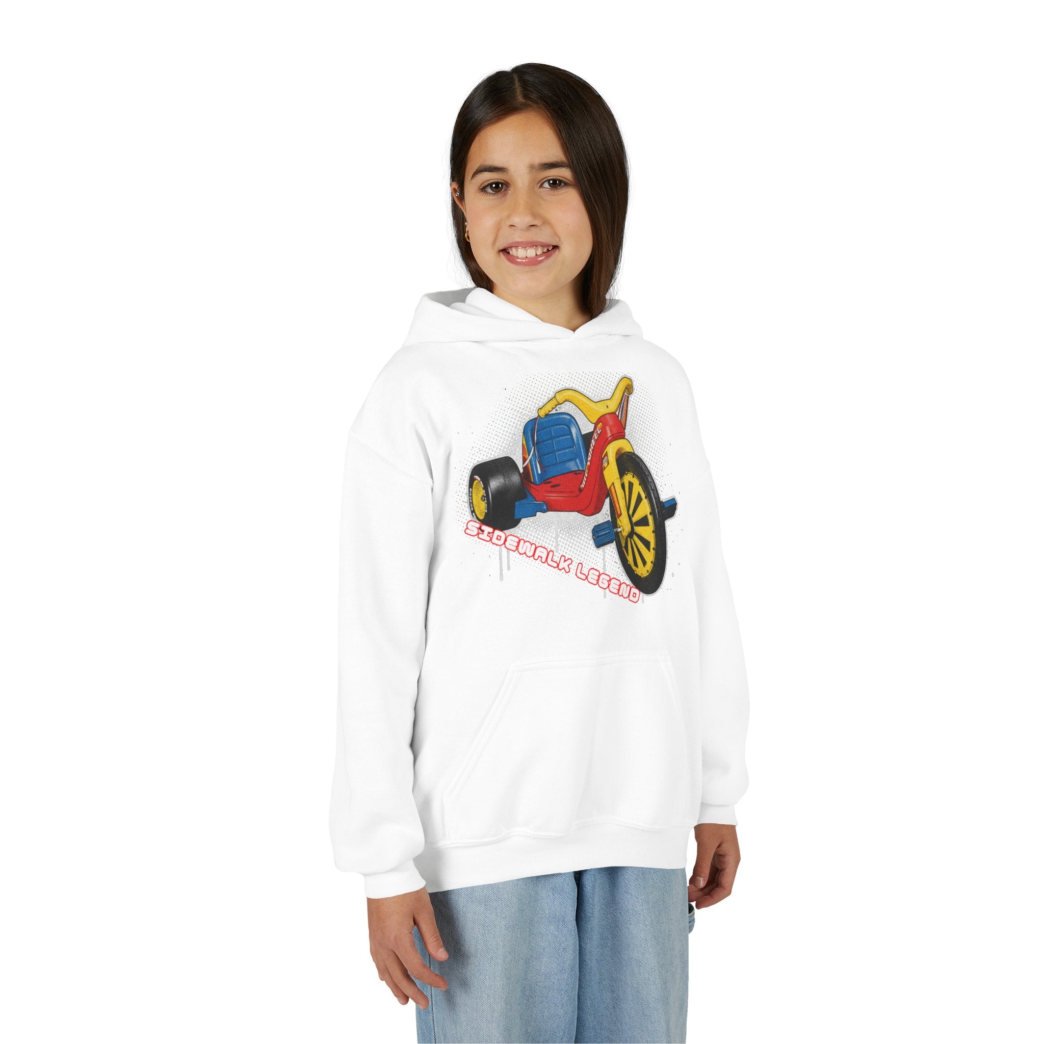 Kids Tricycle Graphic Hoodie — Retro Ride Design (Youth) 80s Fashion