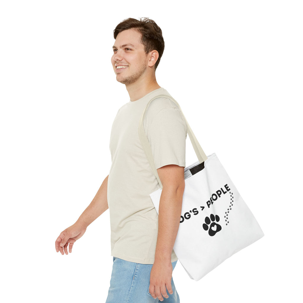 DOG'S > PEOPLE Tote Bag | Dog Paw Heart Design