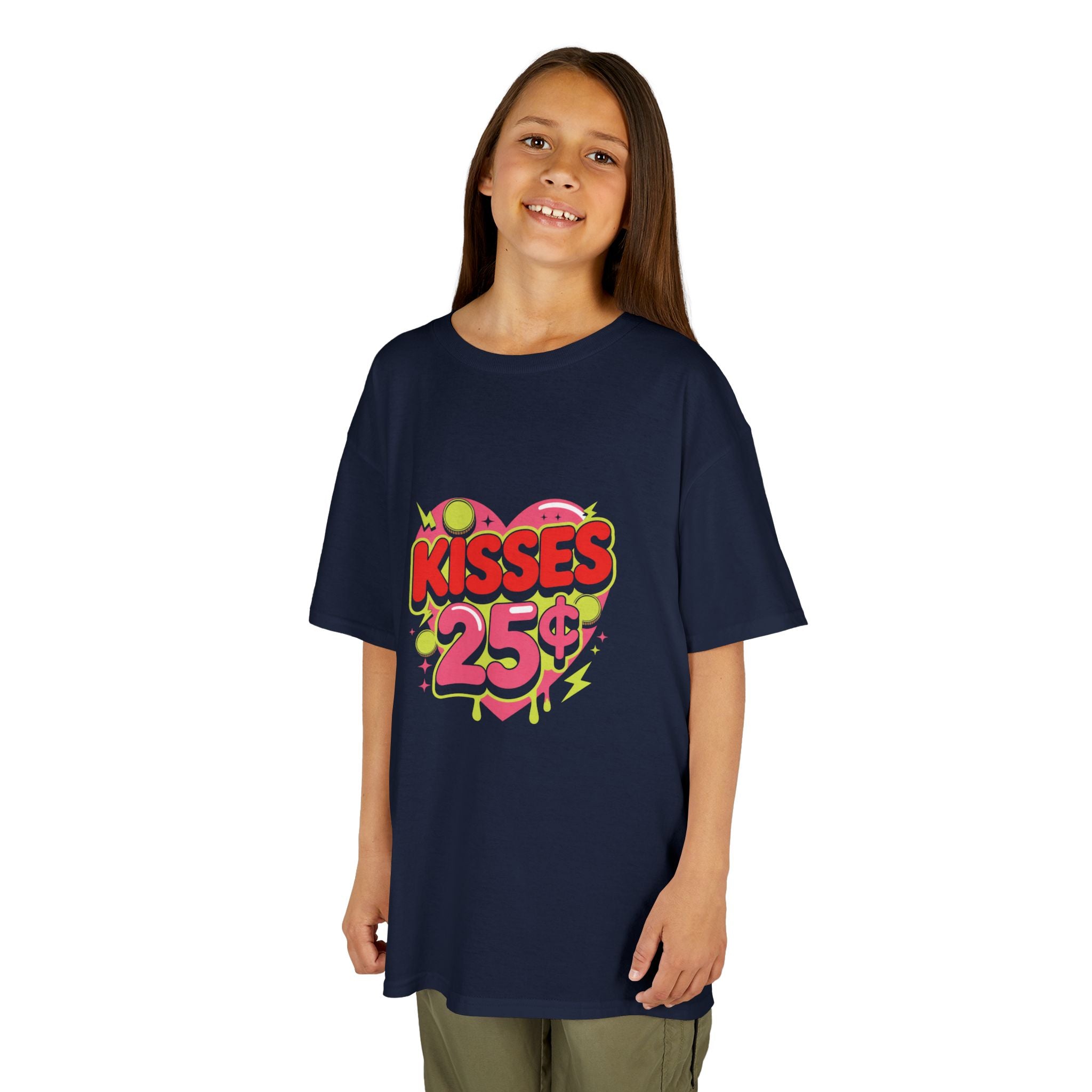 Kids T-Shirt — "Kisses 25" Retro Valentine Heart Tee 80s Retro