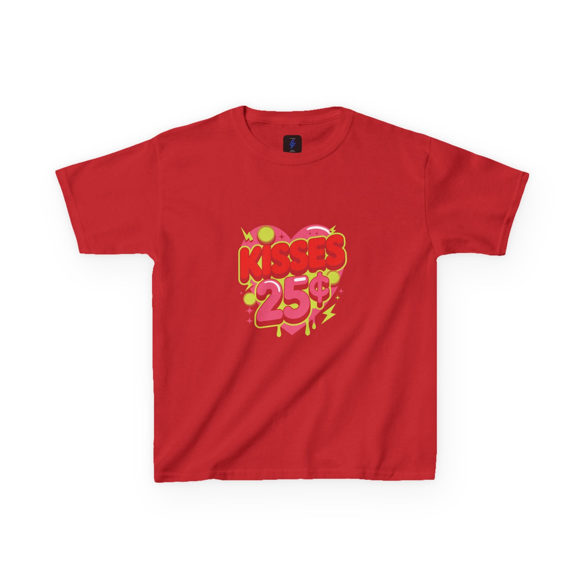 Kids T-Shirt — "Kisses 25" Retro Valentine Heart Tee 80s Retro