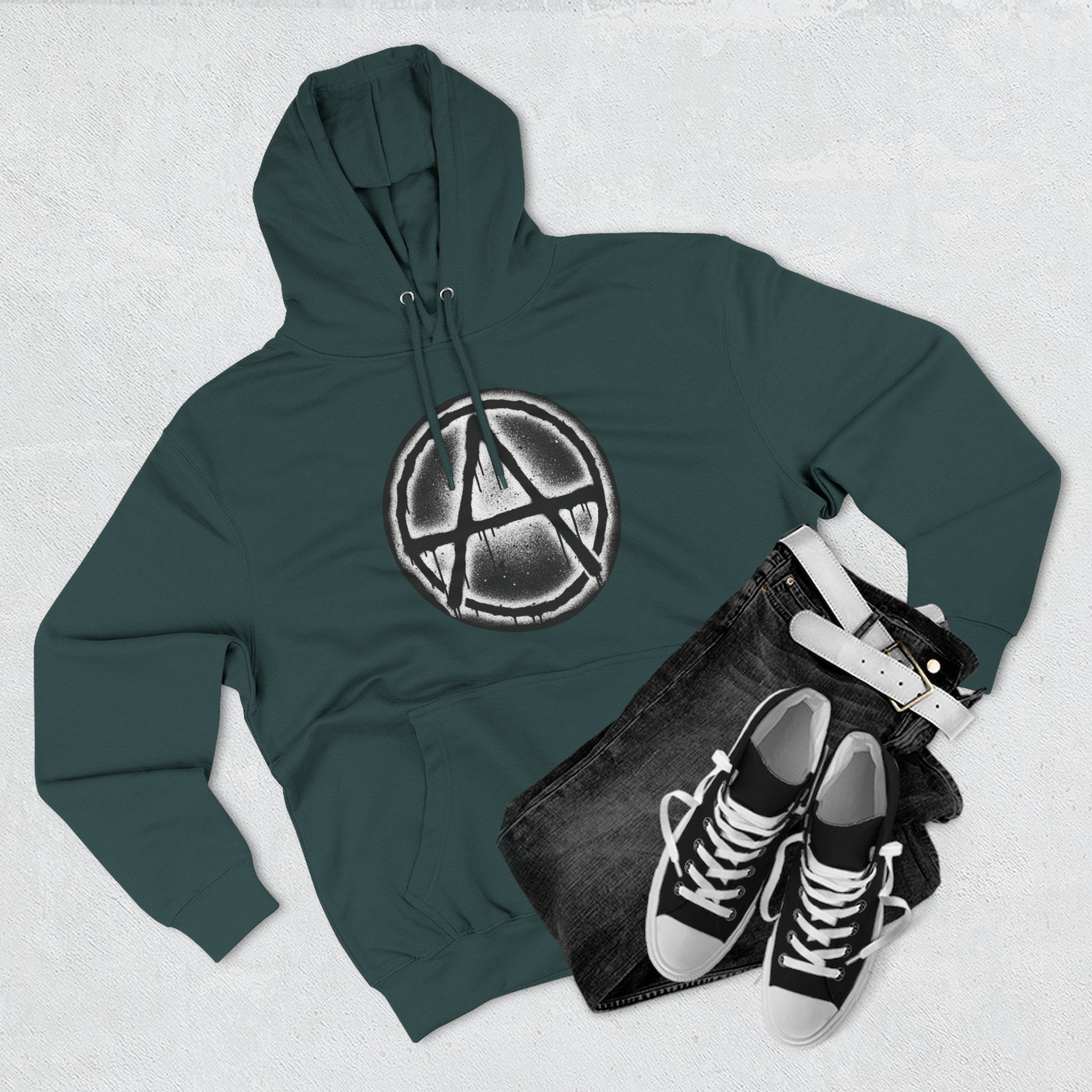 Anarchy Symbol Hoodie — Grunge Circle Anarchy Graphic Pullover 80's Fashion