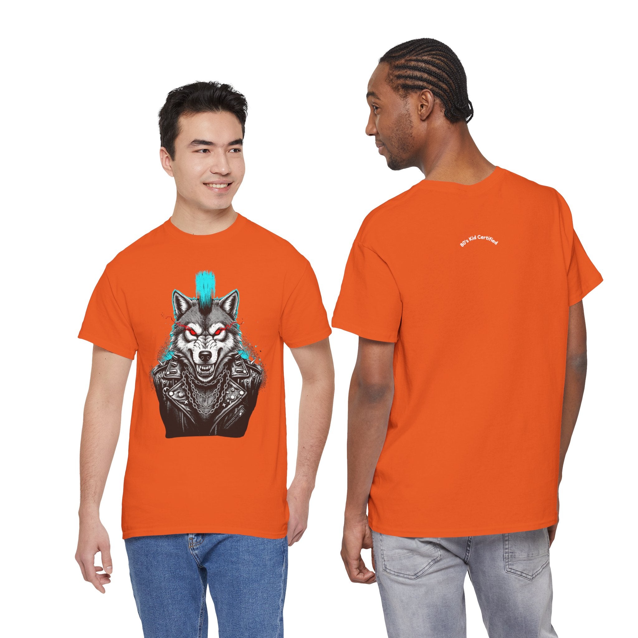 Wolf Punk Graphic Tee — Fierce Tribal Wolf Illustration T-Shirt 80's Rebel Fashion