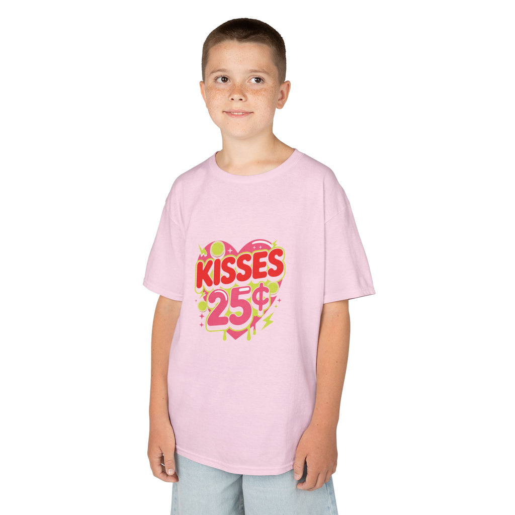 Kids T-Shirt — "Kisses 25" Retro Valentine Heart Tee 80s Retro
