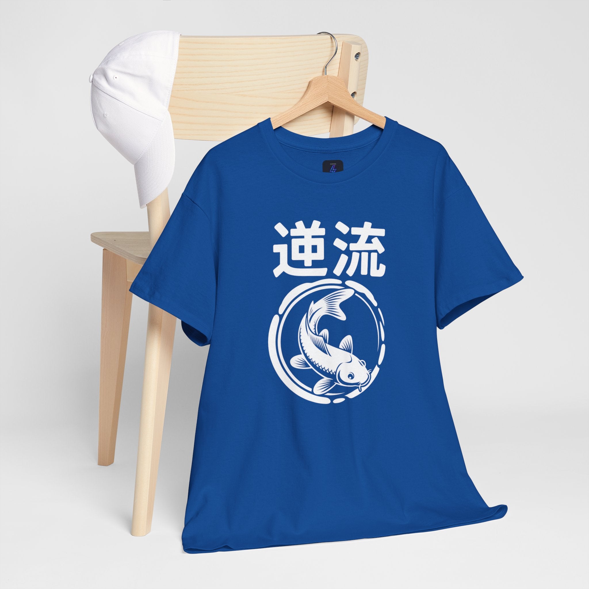 Koi Reverse Flow Tee — Japanese Kanji 逆流 Fish Graphic T-Shirt Retro Style