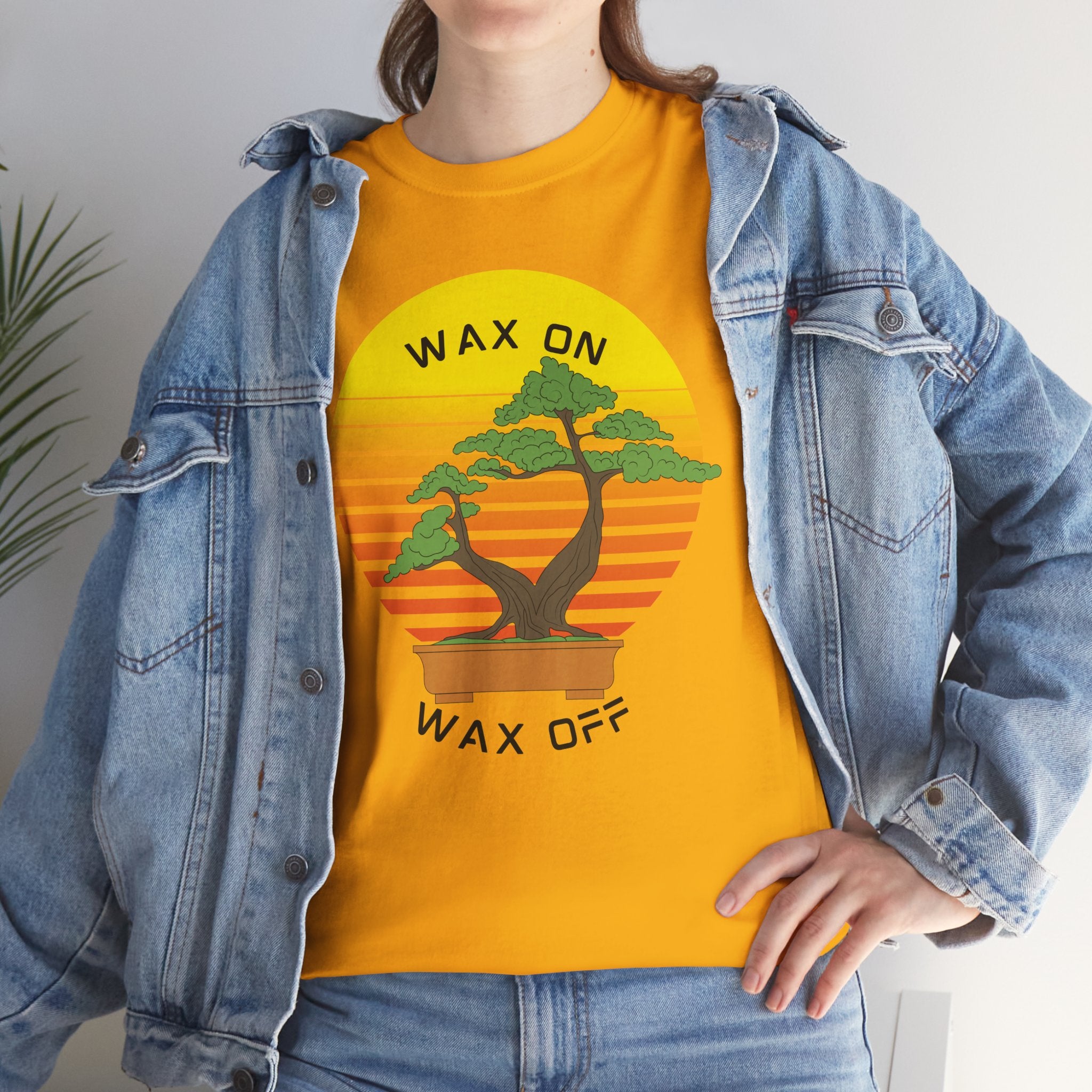 Wax On Wax Off Bonsai Tee — Retro Sunset Martial Arts T‑Shirt K-Kid Retro 80's