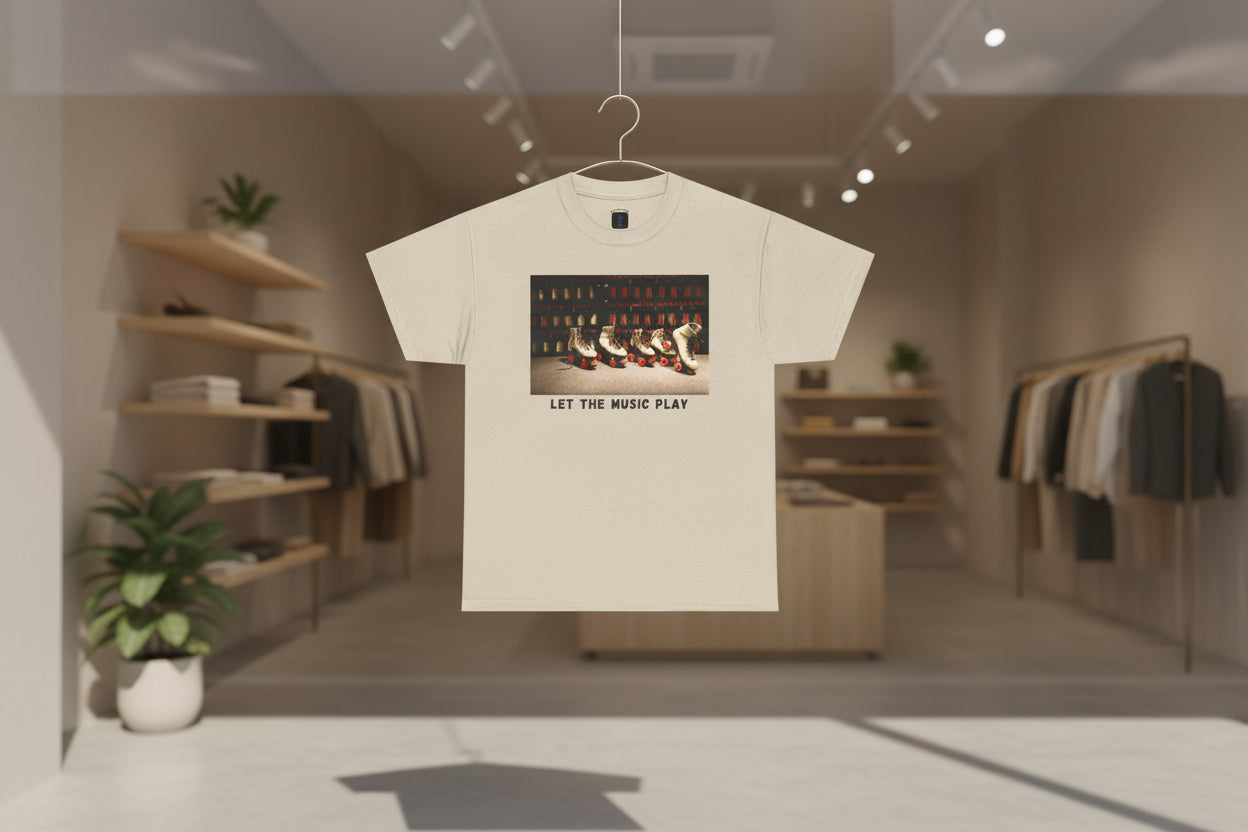 Let The Music Play Tee — Retro Roller Skates Graphic T‑Shirt