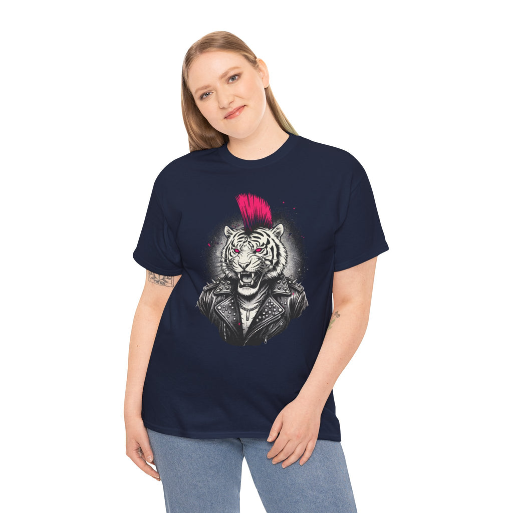 Punk Rock Tiger T-Shirt — Mohawk Tiger Graphic Tee 80's Fashion Rebel