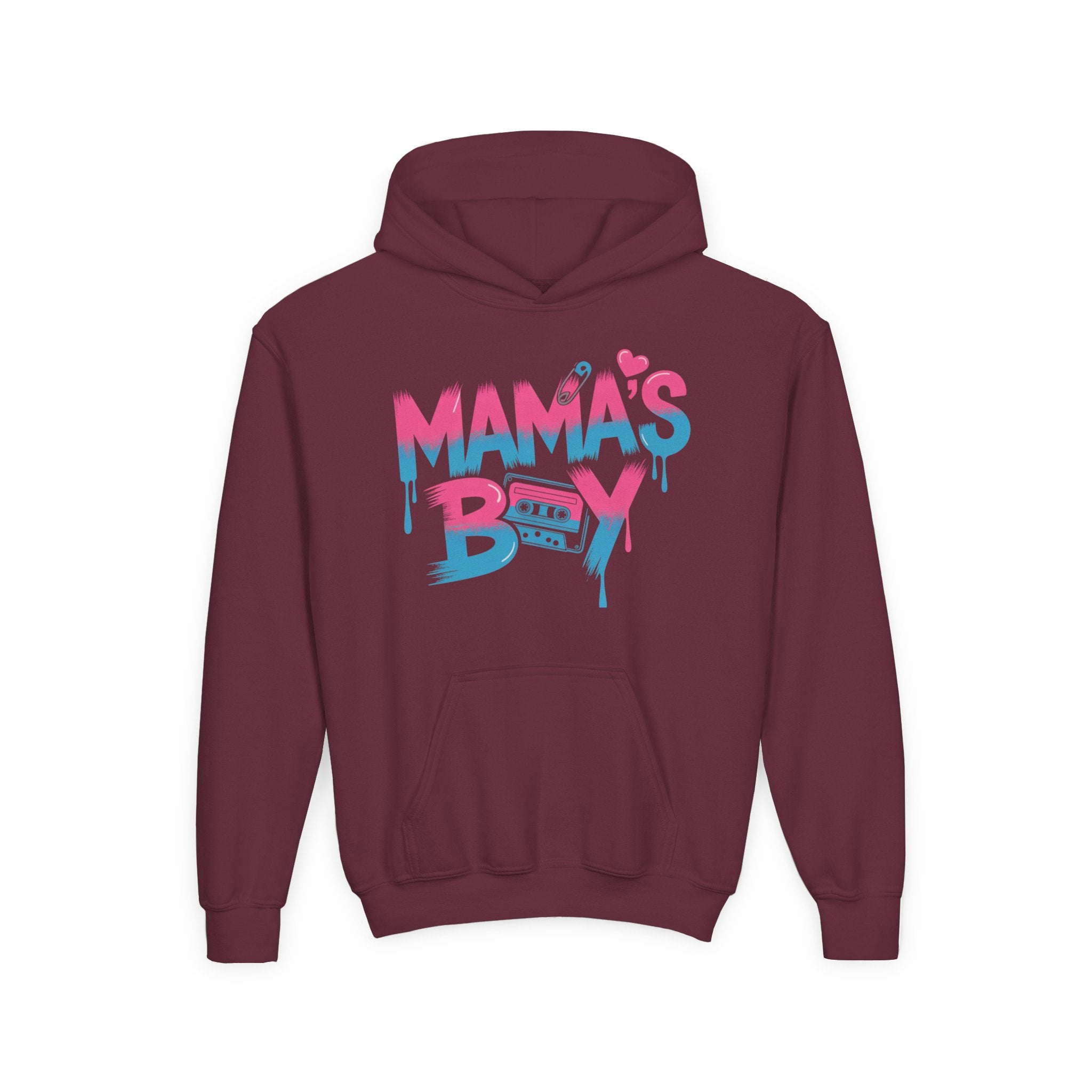 Youth Hoodie — "Mama's Boy" Colorful Drip Graphic Sweatshirt 80s Retro Style