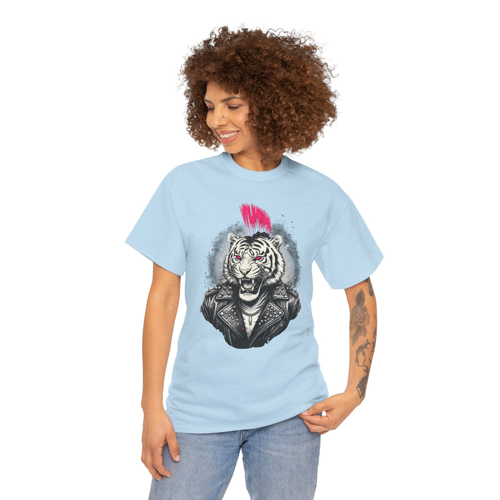 Punk Rock Tiger T-Shirt — Mohawk Tiger Graphic Tee 80's Fashion Rebel