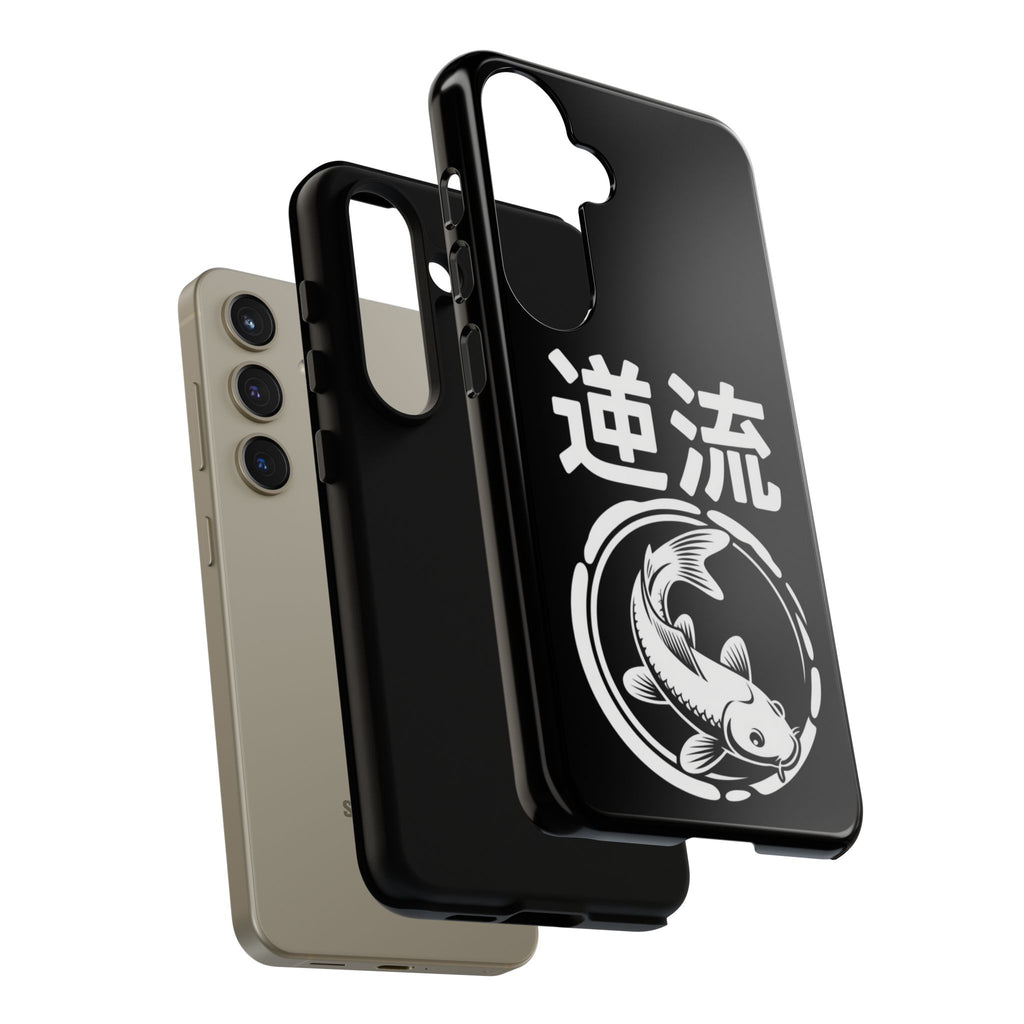 Koi '逆流' Tough Phone Case — Black Protective iPhone Cover - 80s Design