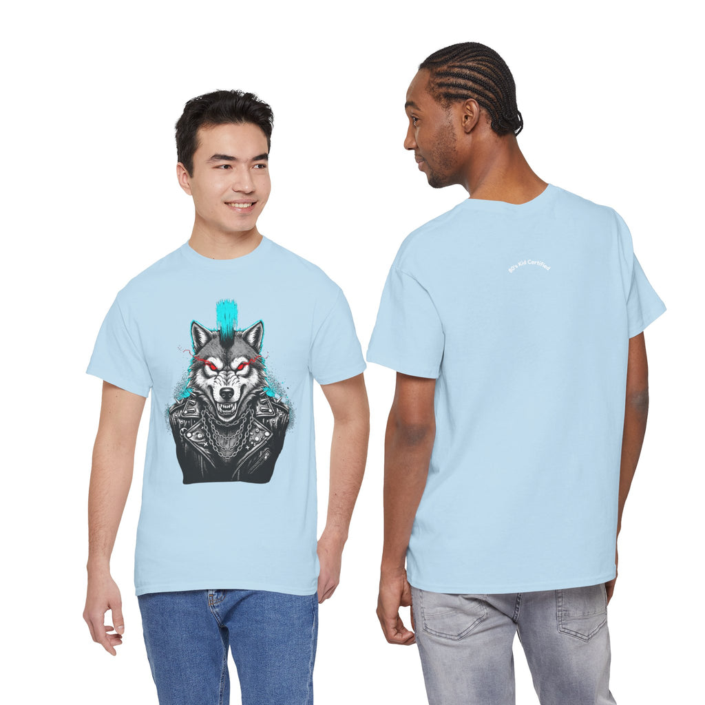 Wolf Punk Graphic Tee — Fierce Tribal Wolf Illustration T-Shirt 80's Rebel Fashion