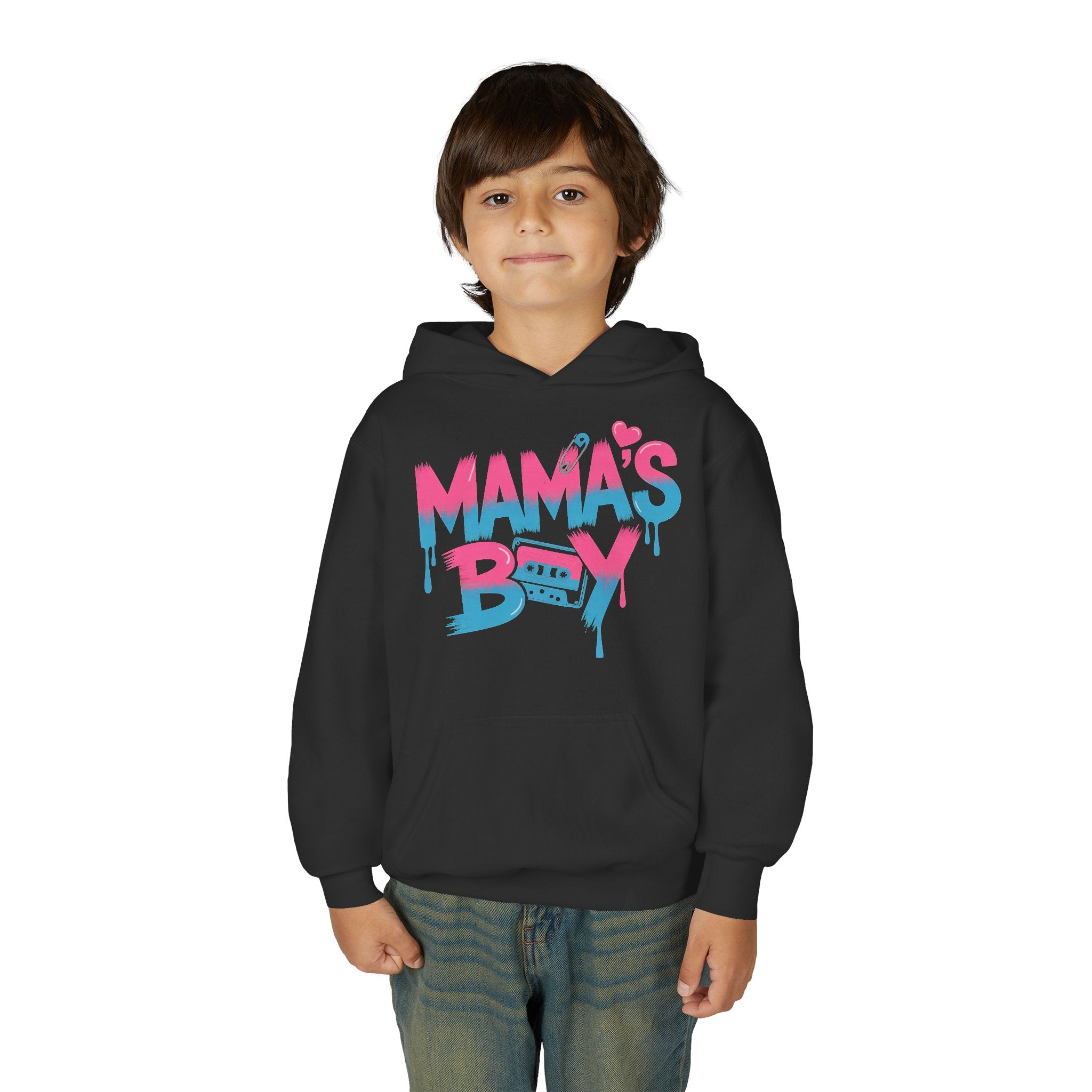 Youth Hoodie — "Mama's Boy" Colorful Drip Graphic Sweatshirt 80s Retro Style