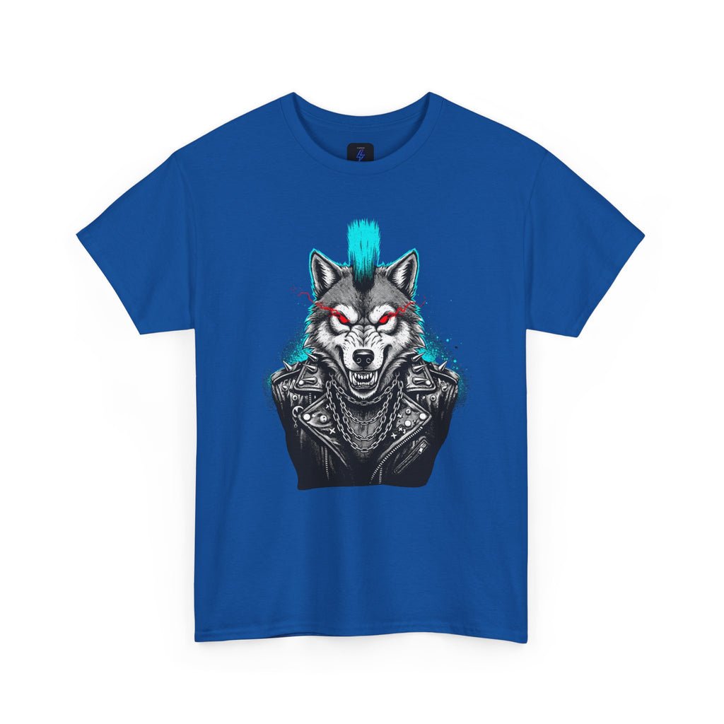 Wolf Punk Graphic Tee — Fierce Tribal Wolf Illustration T-Shirt 80's Rebel Fashion