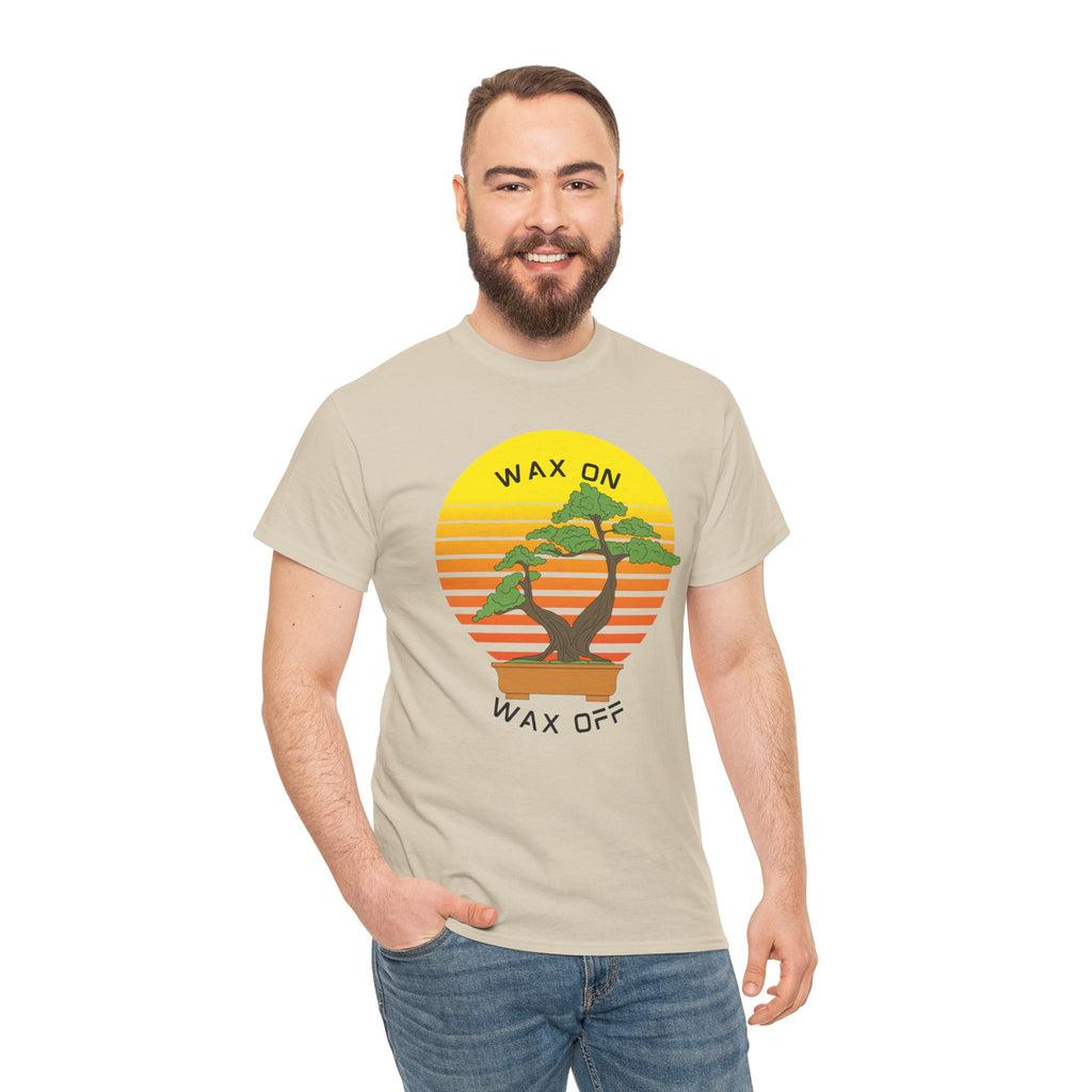 Wax On Wax Off Bonsai Tee — Retro Sunset Martial Arts T‑Shirt K-Kid Retro 80's