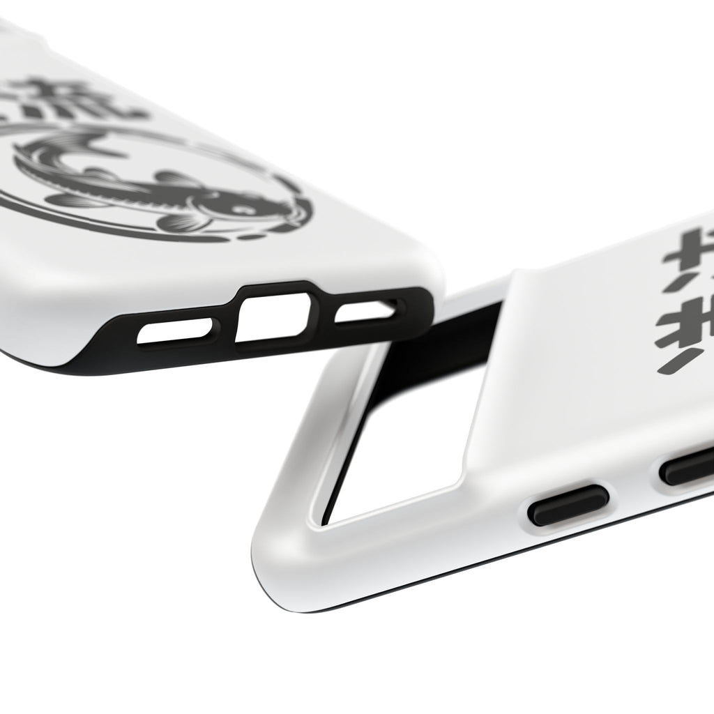 Phone Case — Koi Fish Yin Yang with Japanese Kanji (逆流) — Tough Protective Cover 80s Design