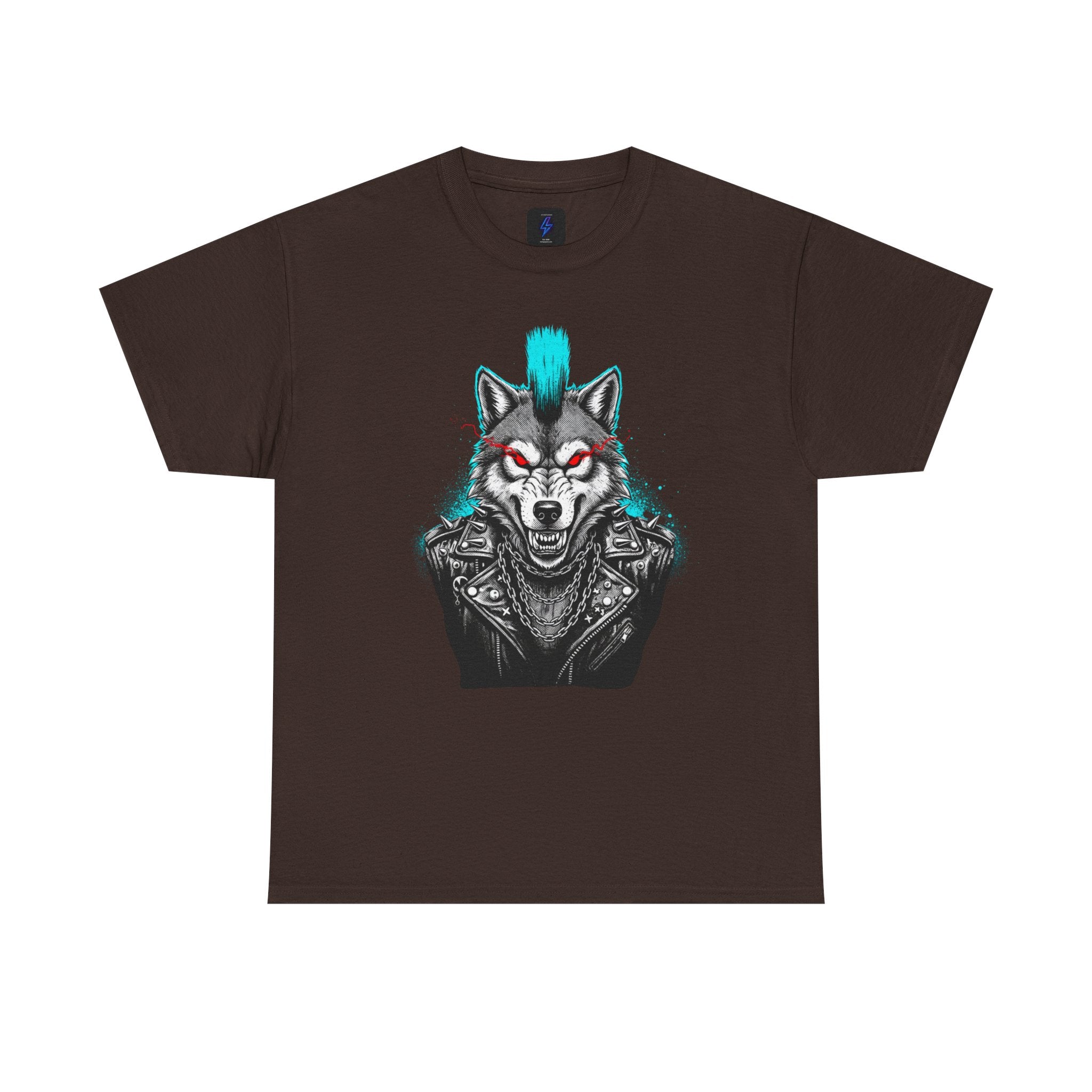 Wolf Punk Graphic Tee — Fierce Tribal Wolf Illustration T-Shirt 80's Rebel Fashion
